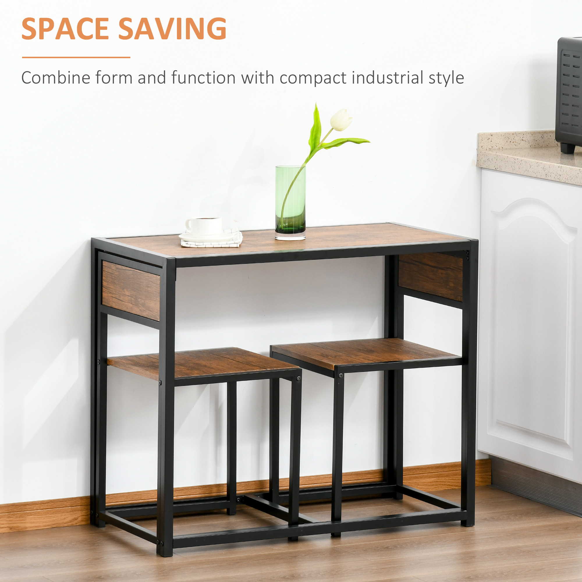 3-Piece Industrial Dining Table Set for 2 — photo 4