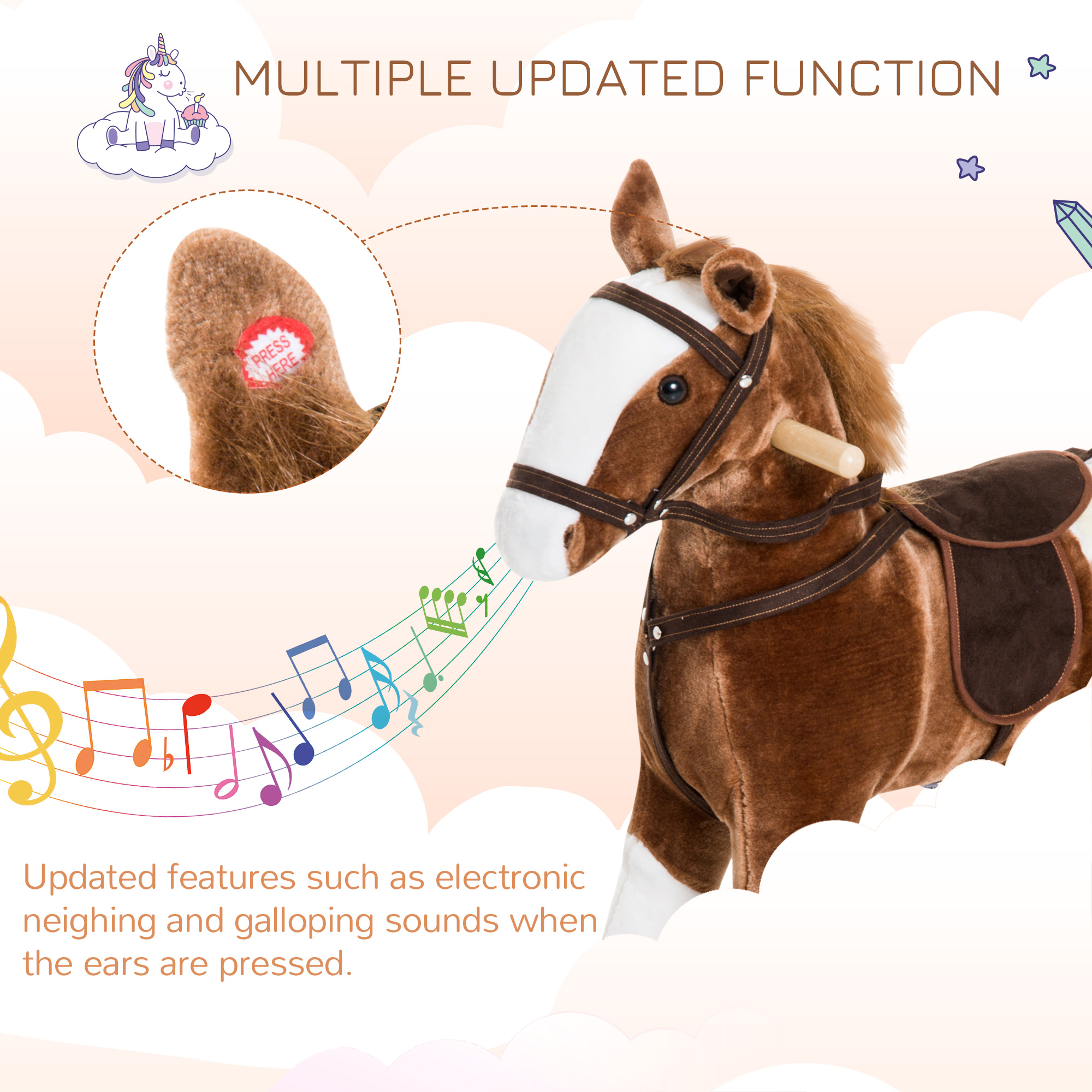 Kids Plush Toy Rocking Horse Pony Toddler Ride on Animal for Girls Pink Birthday Gifts with Realistic… image 4