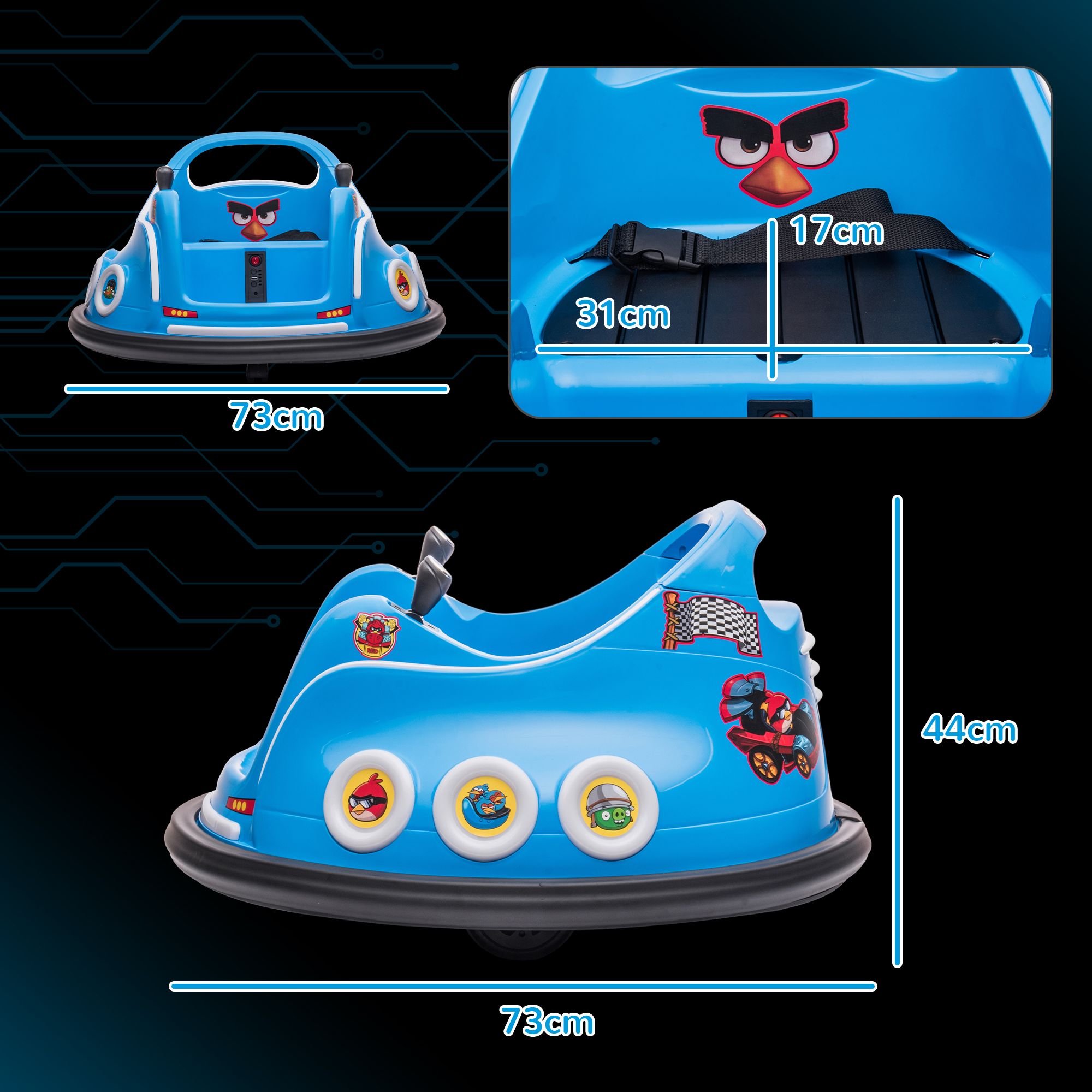 Angry Bird Licensed Waltzer Car, 12V Kids Bumper W/ Joysticks, Remote, Music — image 3