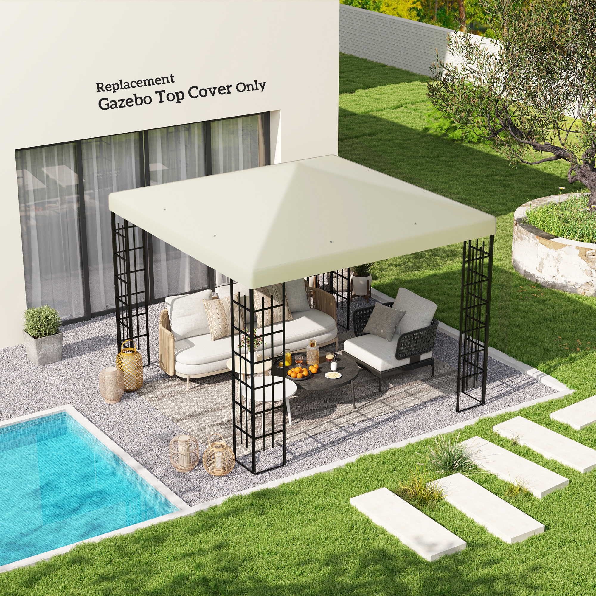 3 X 3(m) Gazebo Frame Replacement - Cream