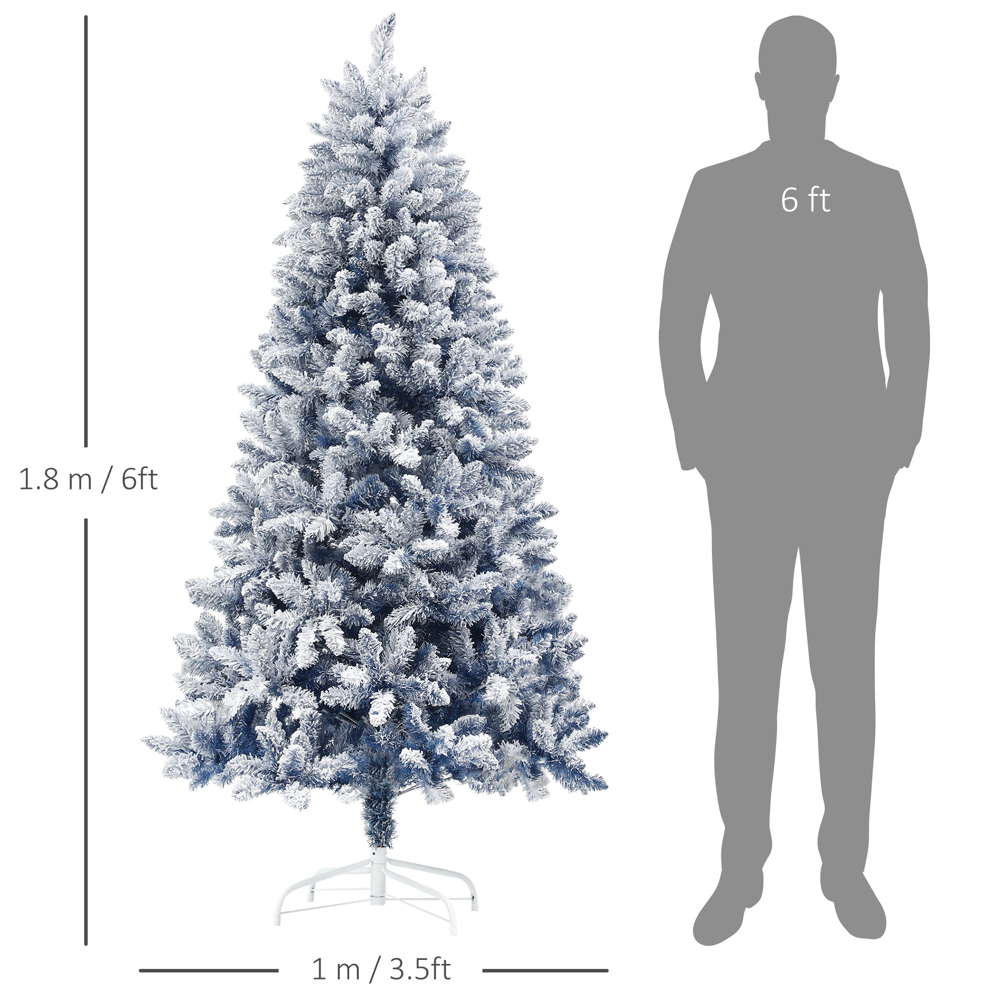 6ft Flocked Artificial Christmas Tree With 700 Snow Frosted Tips, Metal Stand — image 2