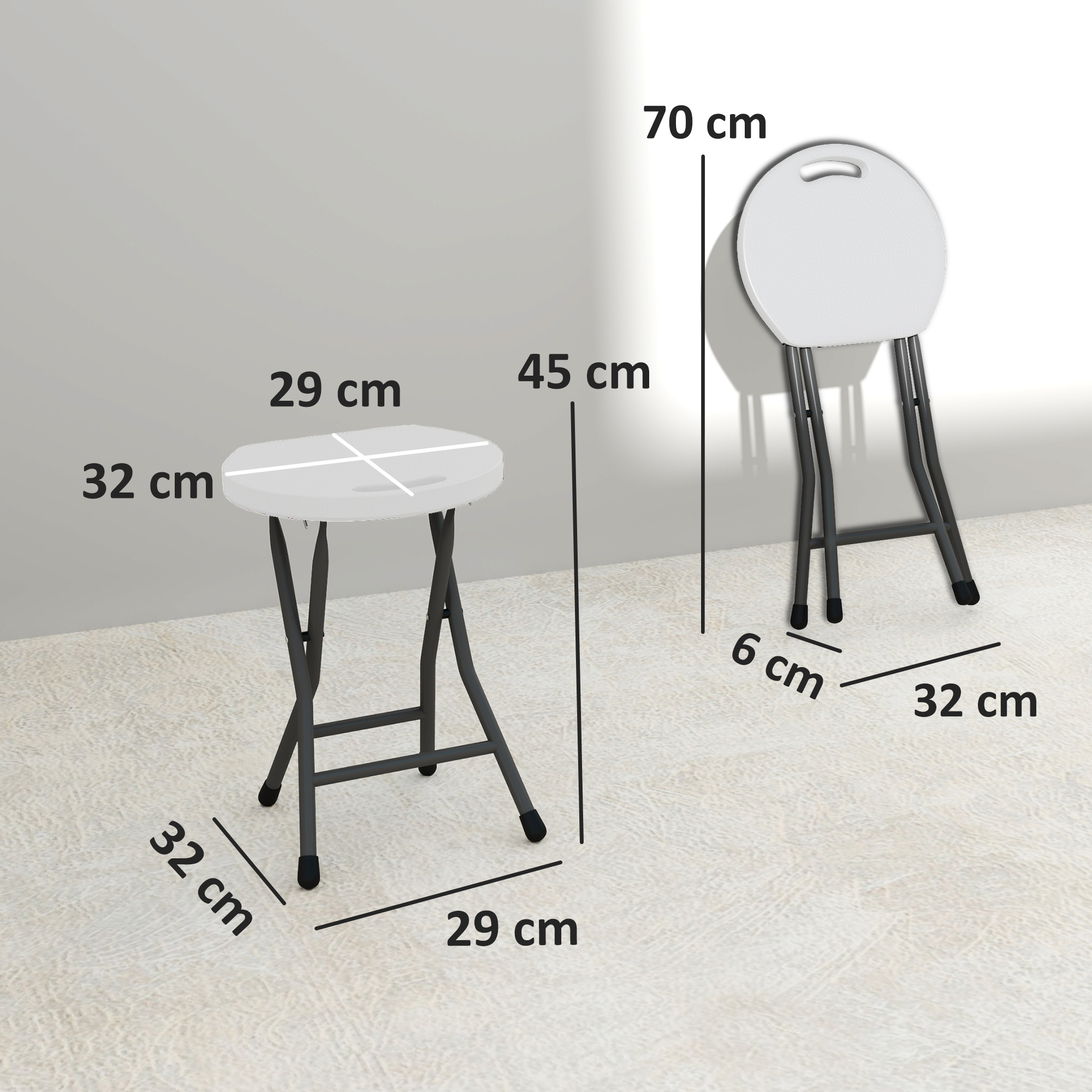 Set Of Four Folding Carry Stools - White — image 4