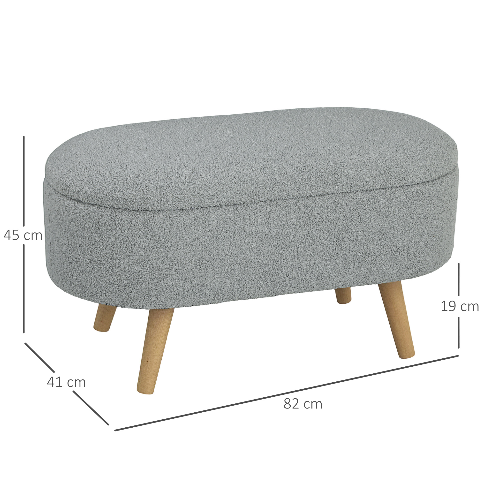 Teddy Fleece Storage Ottoman - Grey — image 2