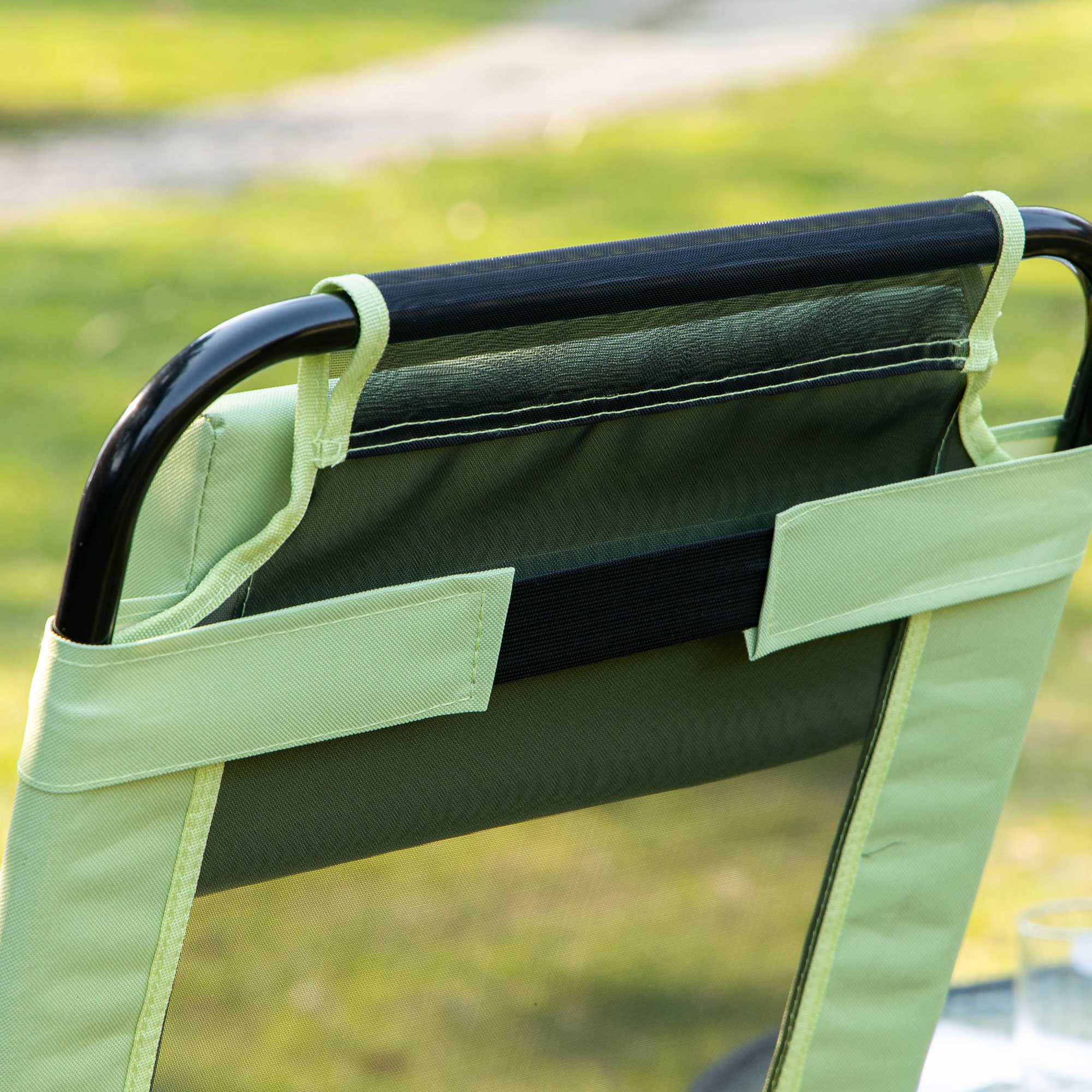 Set of 2 Portable Folding Outdoor Recliners w/ Adjustable Backrest, Green