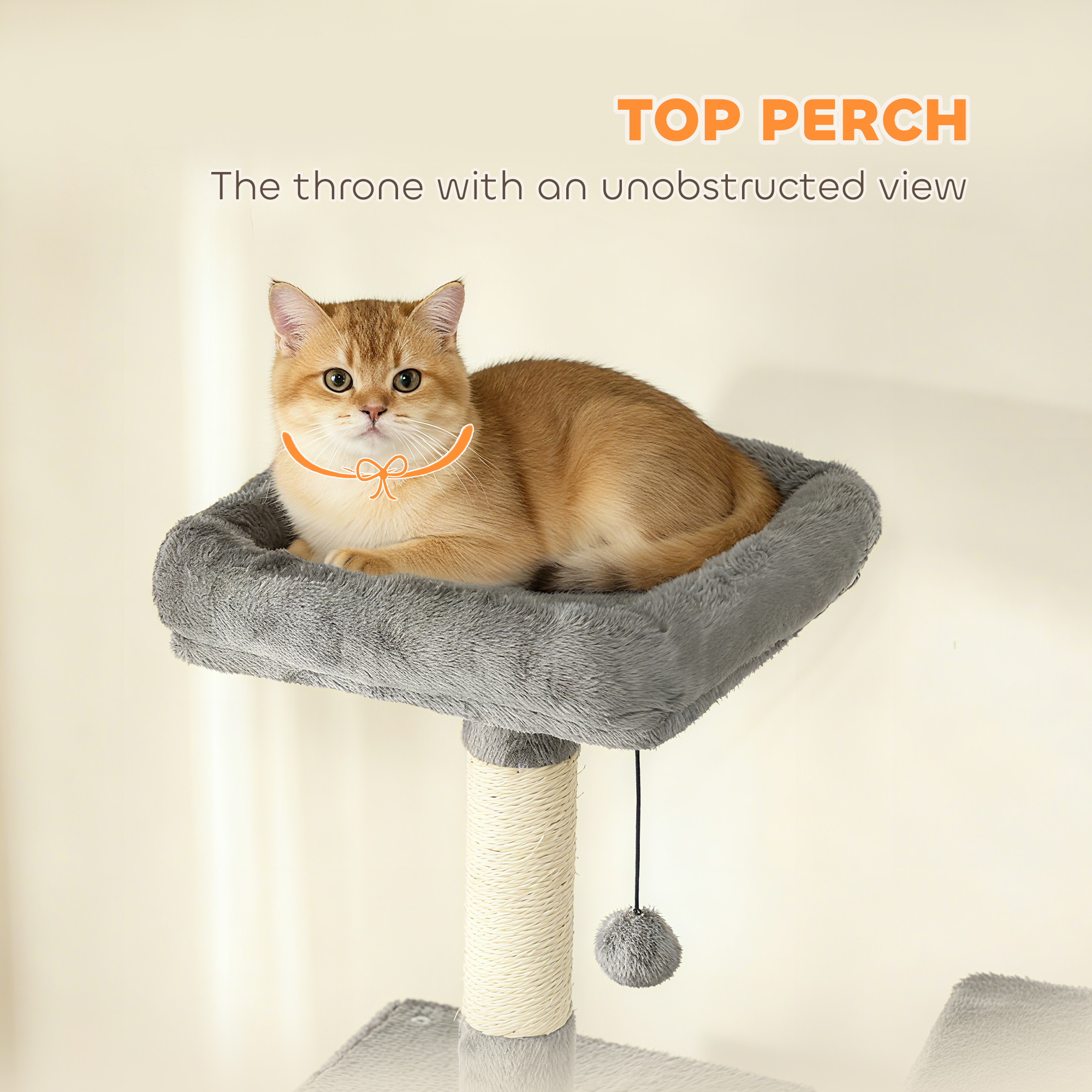  Multi-Level Cat Tower, 80" Tall Cat Tree, with 2 Condos, 2 Hammocks, 6 Sisal Scratching Posts, Dark Gray