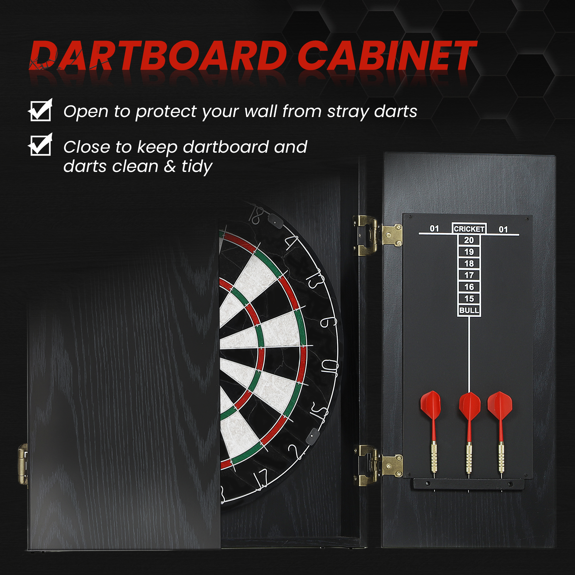 SPORTNOW Bristle Dartboard With Cabinet, 6 Steel Tip Darts,