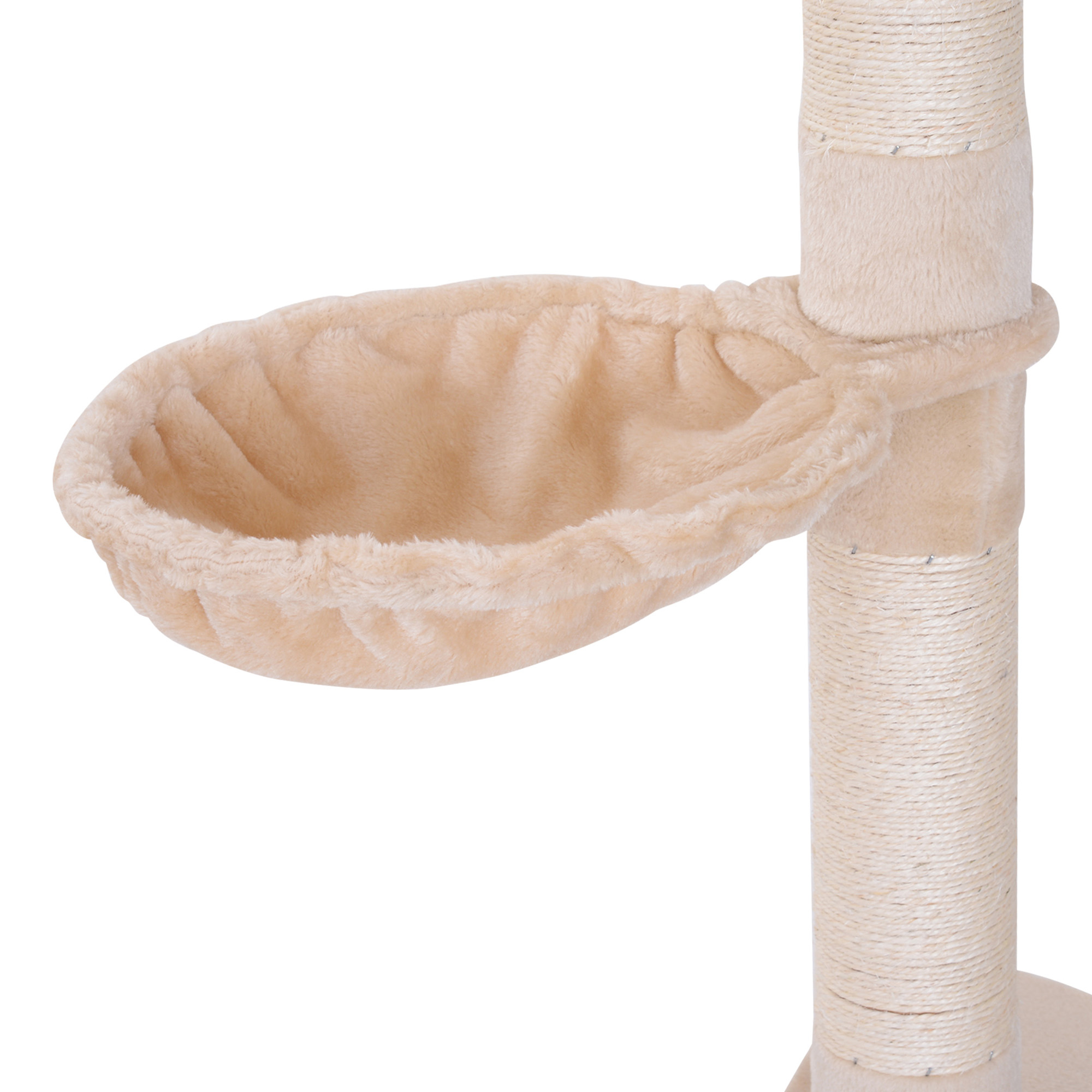  102" Adjustable Height Floor to Ceiling Cat Tree, 5 Level Cat Tower with Scratching Posts, Hammock, Beige