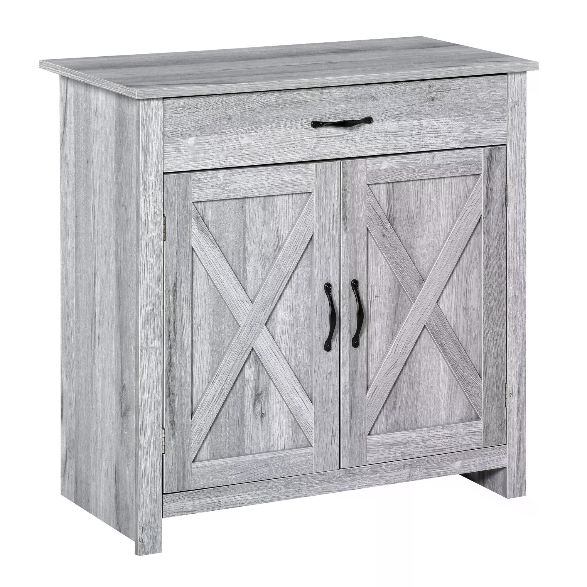 Farmhouse Barn Door Sideboard Storage Cabinet Coffee Bar For LIVING Room — image 5
