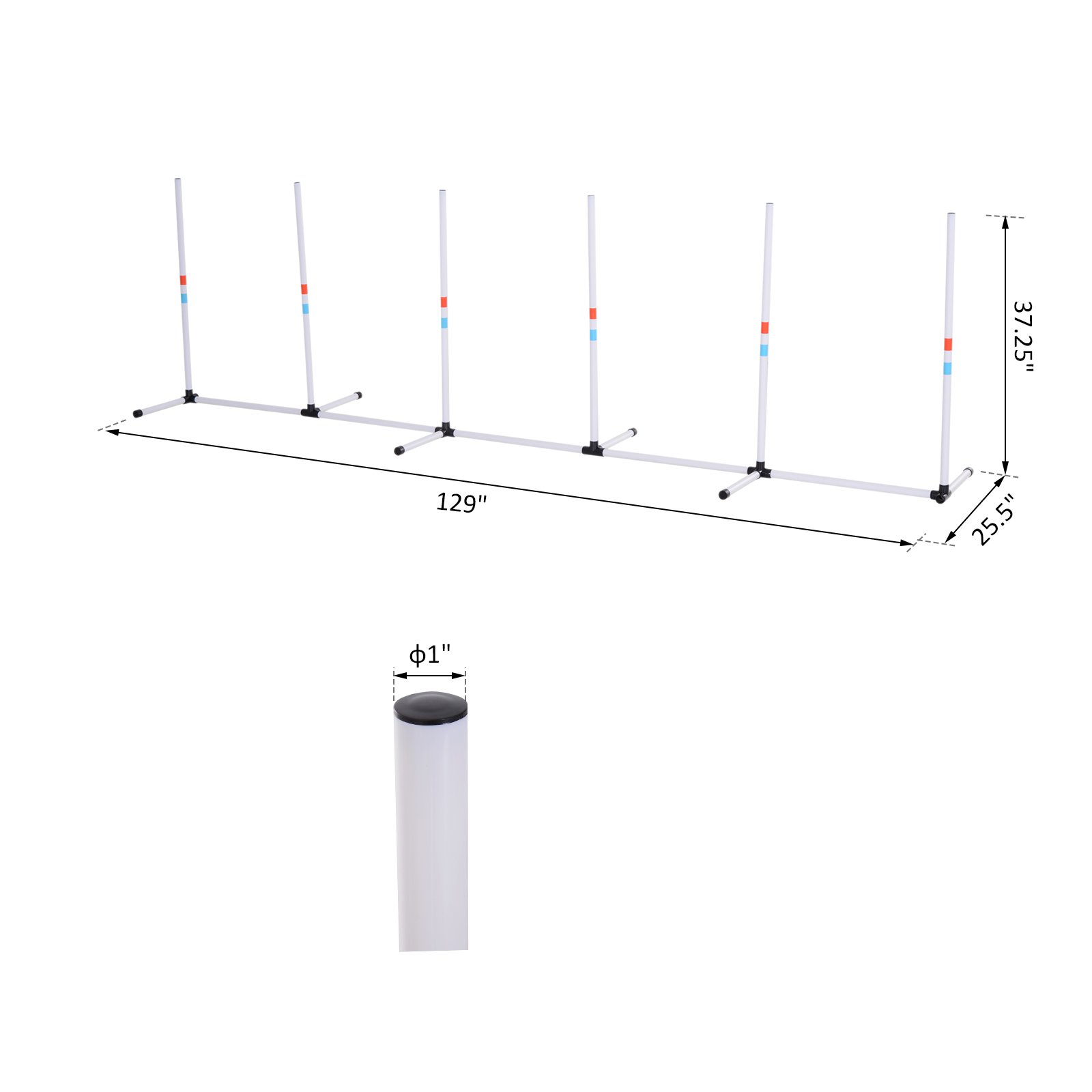  Sturdy Dog Weaves Poles Pet Speed and Agility Equipment Dogs Obstacle Outdoor w/ Storage Bag