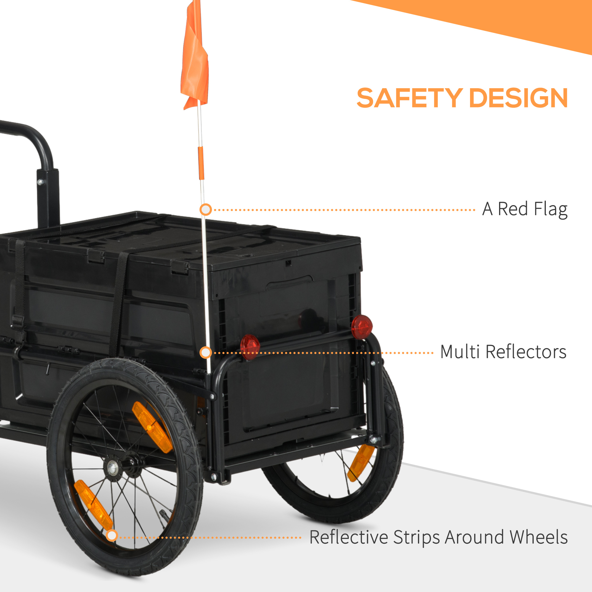 Trailer for Bike, Bicycle Cargo Trailer with Removable Storage Box, Galvanized Bottom