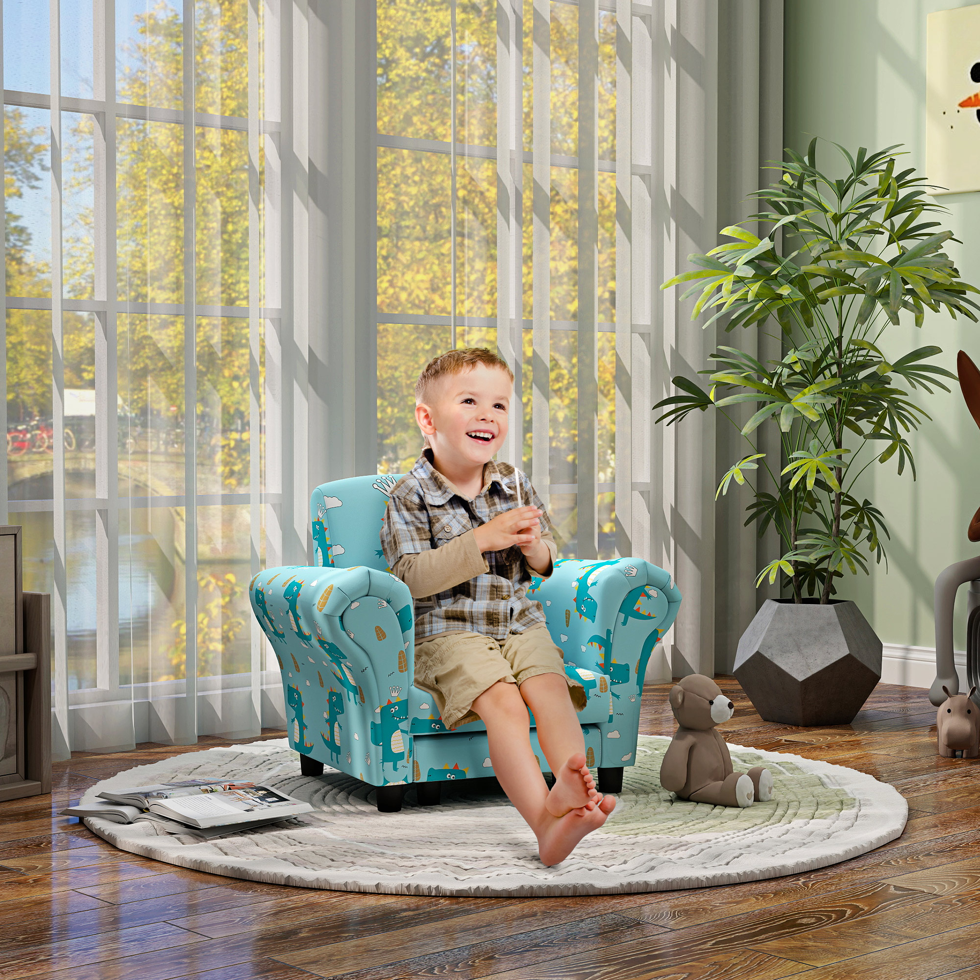 2 Piece Kids Sofa Set With Dinosaur Design, Wooden Frame, For 1.5-3 Years Old — image 5