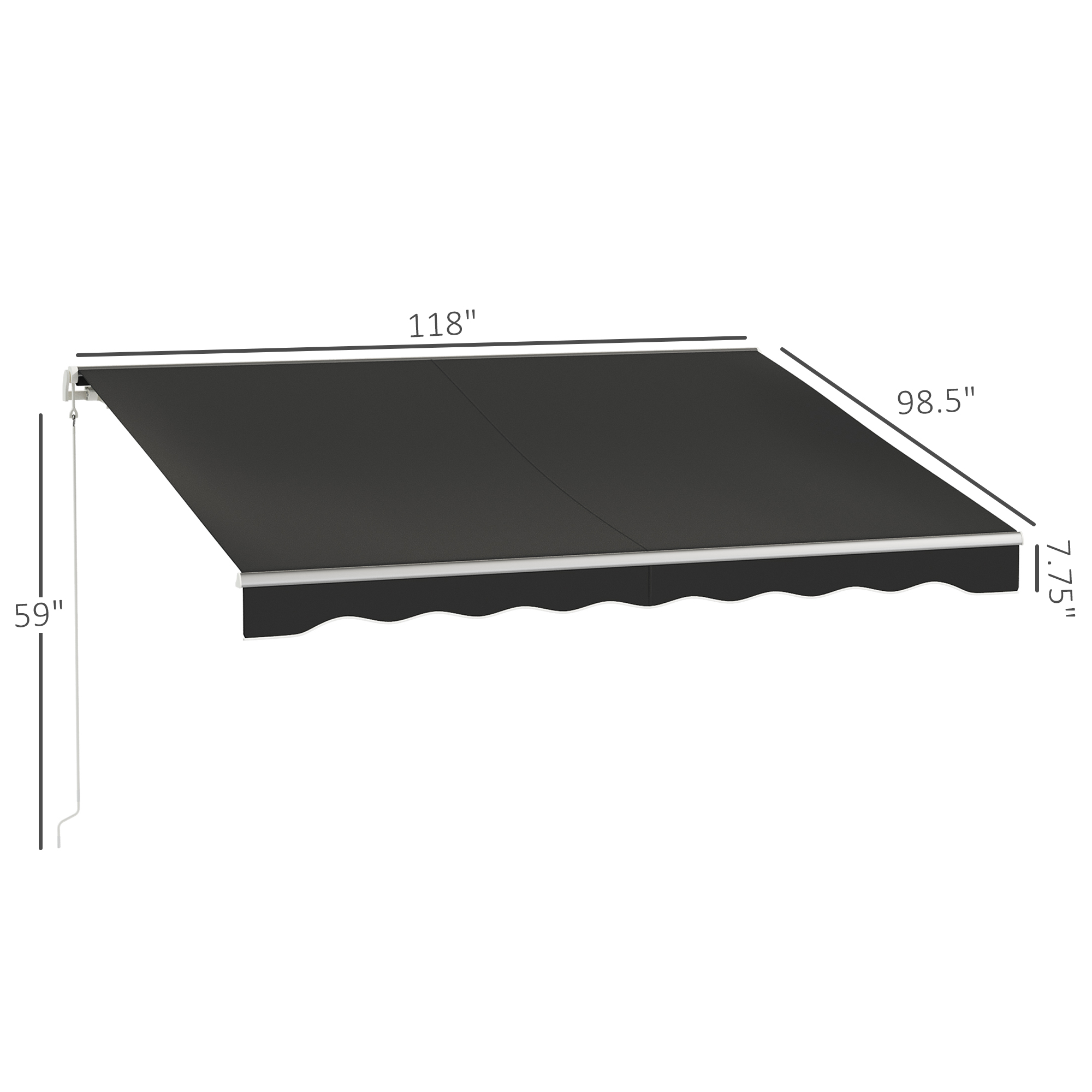 10′ x 8′ Electric Awning, Retractable Awning, UV Protection Sun Shade Shelter with Remote Controller and Manual Crank Handle for Deck, Balcony, Yard, Black