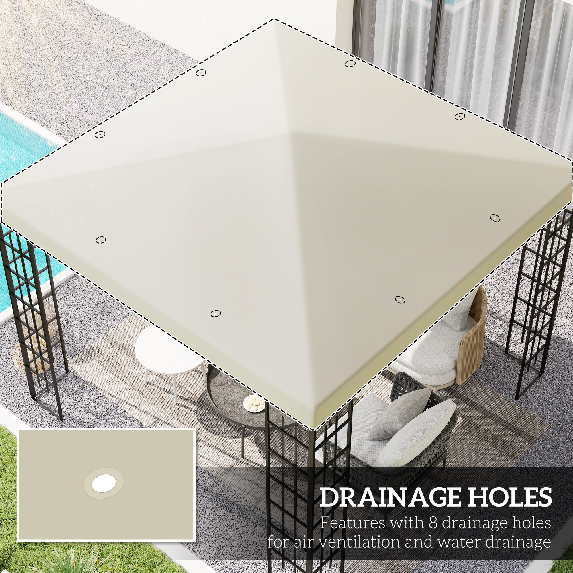 3 X 3(m) Gazebo Frame Replacement - Cream — image 2