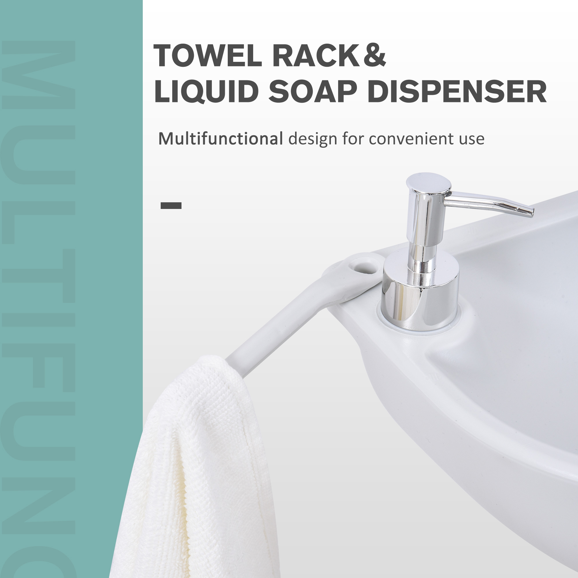 Portable Hand Washing Station, Handwashing Station Basin with 4.5 Gallon Tank, Rolling Wheels, Soap Dispenser, Towel Holder for RV, Outdoor Events, Gatherings, HDPE, White