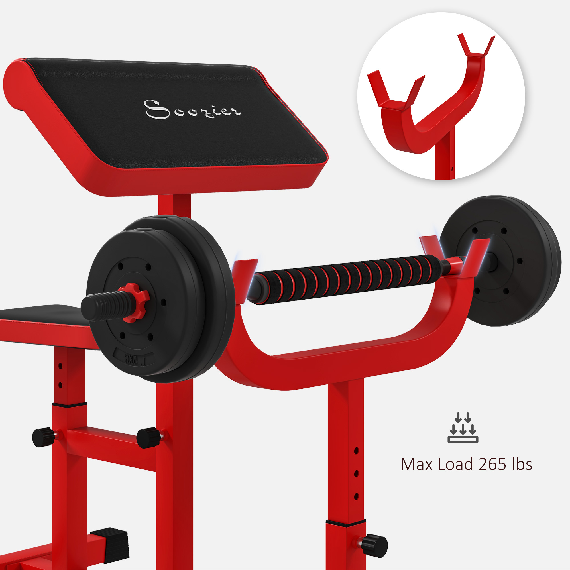 Banc de curl de prédicateur de 265 lb pour l'entraînement de force – Image 8