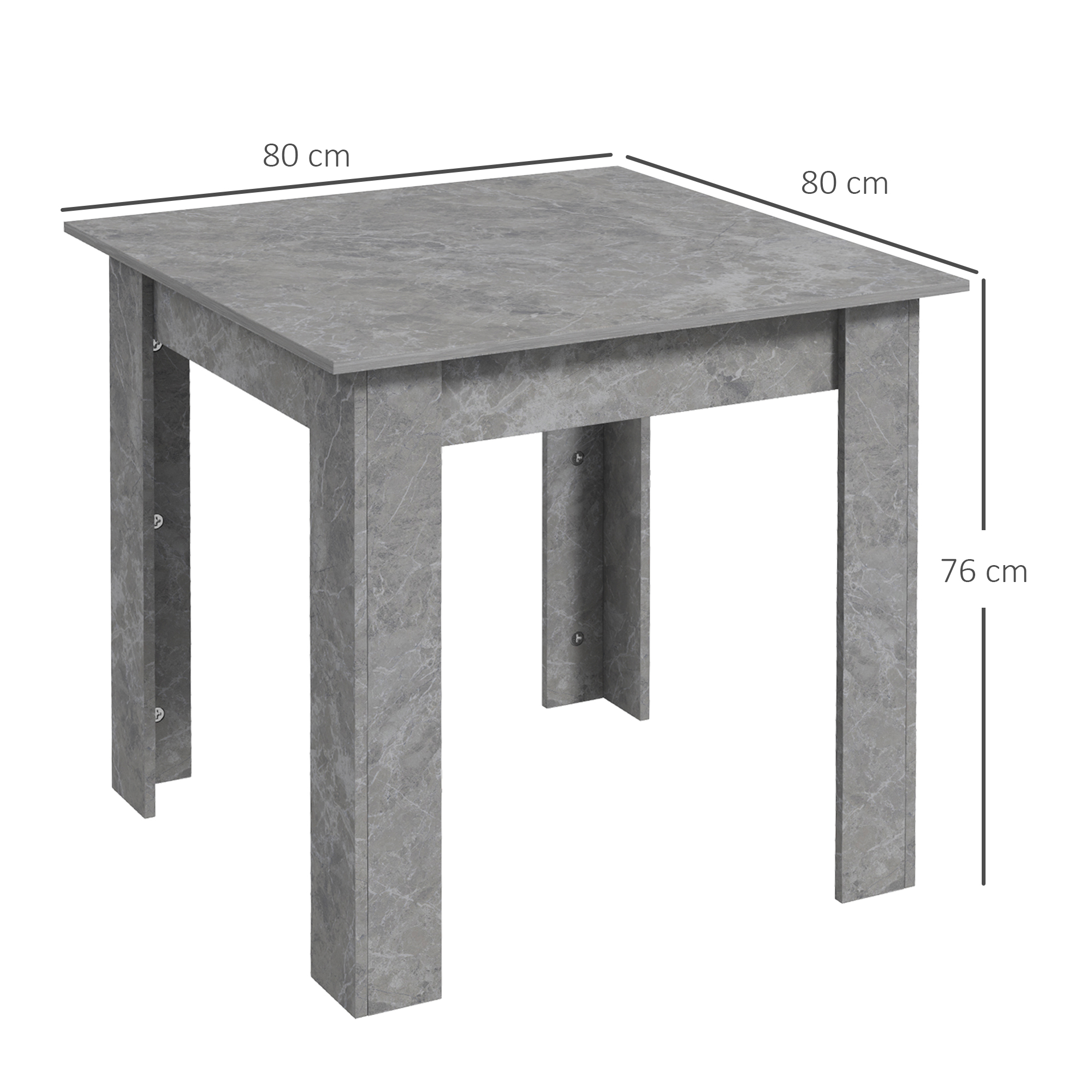 Square Dining Table, Modern Small With Faux Cement Effect, Space Saving — image 3