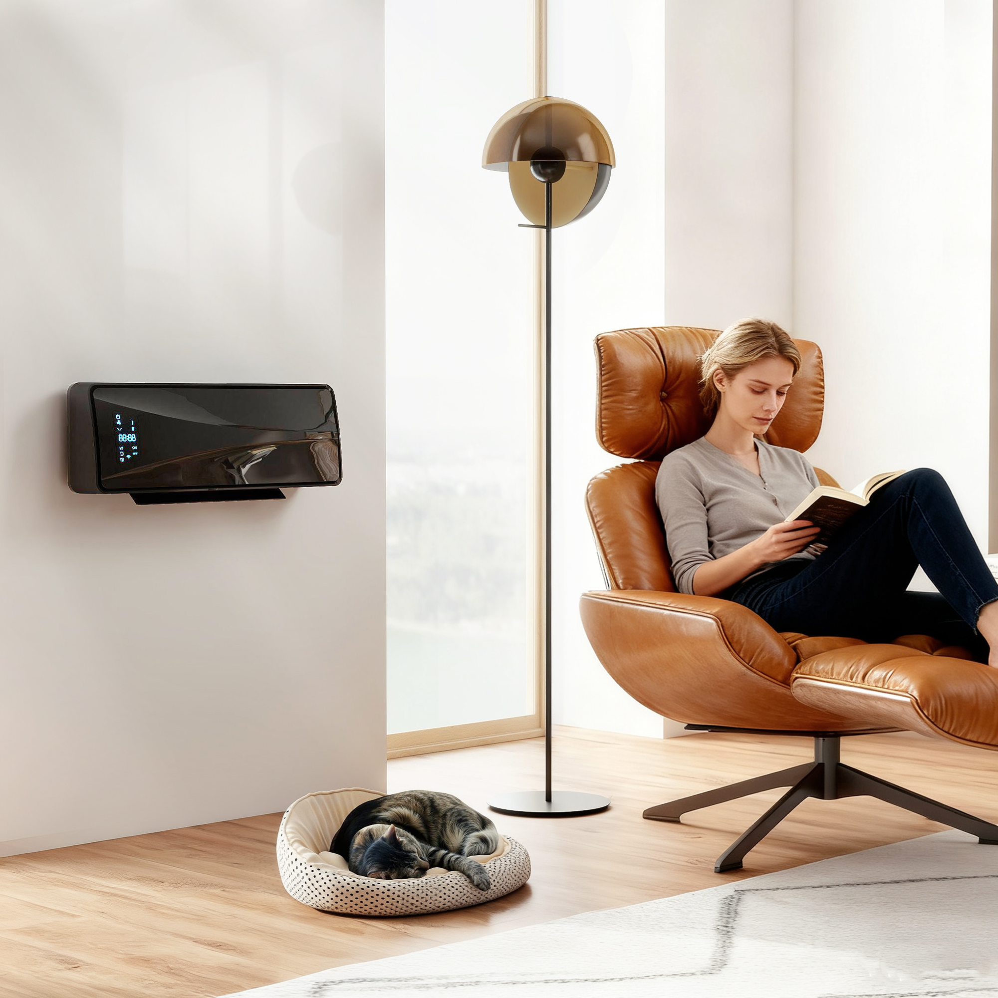 2000W Ceramic Electric Heater With Fan, Adjustable Thermostat, Wall Mounted — image 5