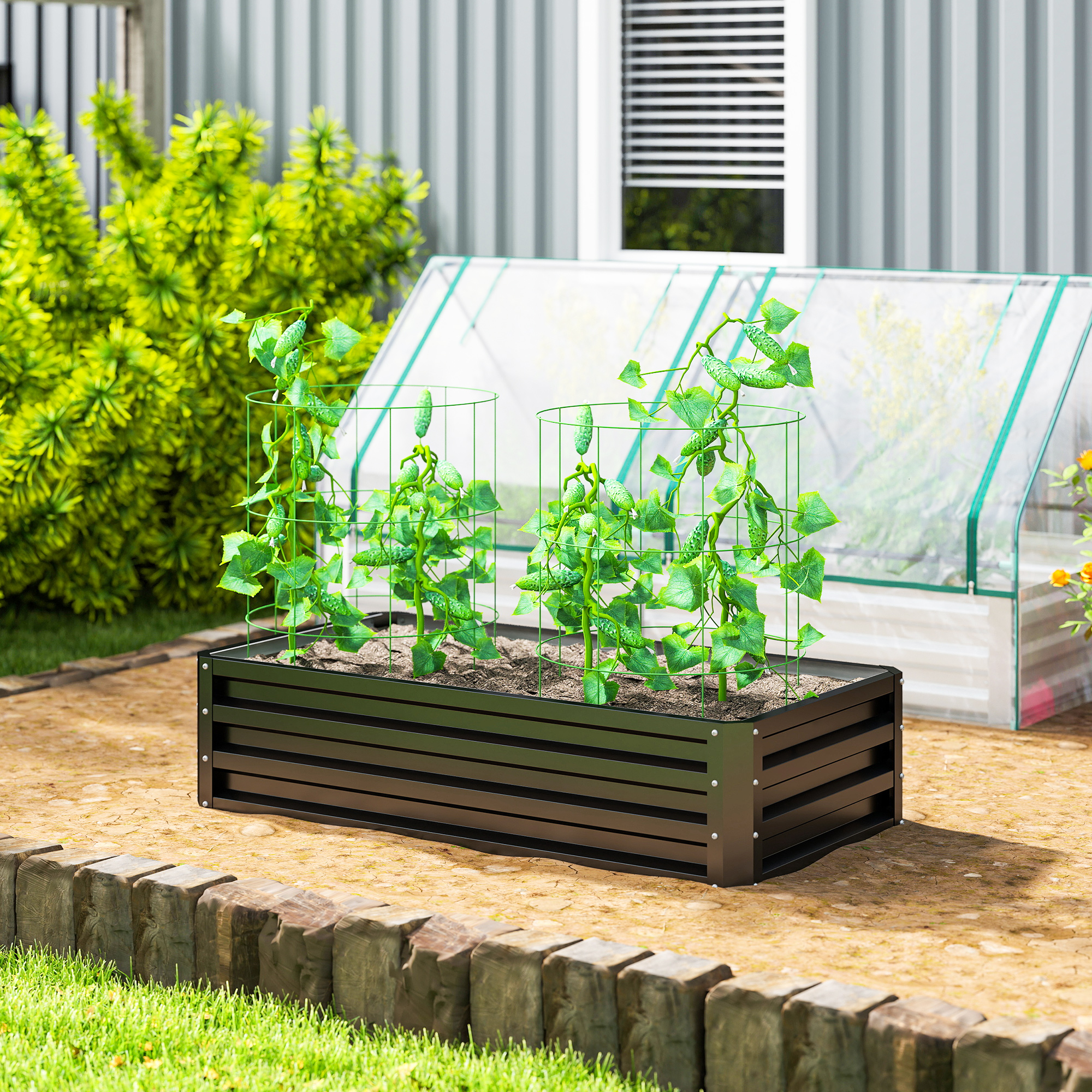 Galvanized Raised Garden Bed, 4 x 2 x 1 Metal Planter Box, for Growing Vegetables, Flowers, Herbs, Succulents, Gray