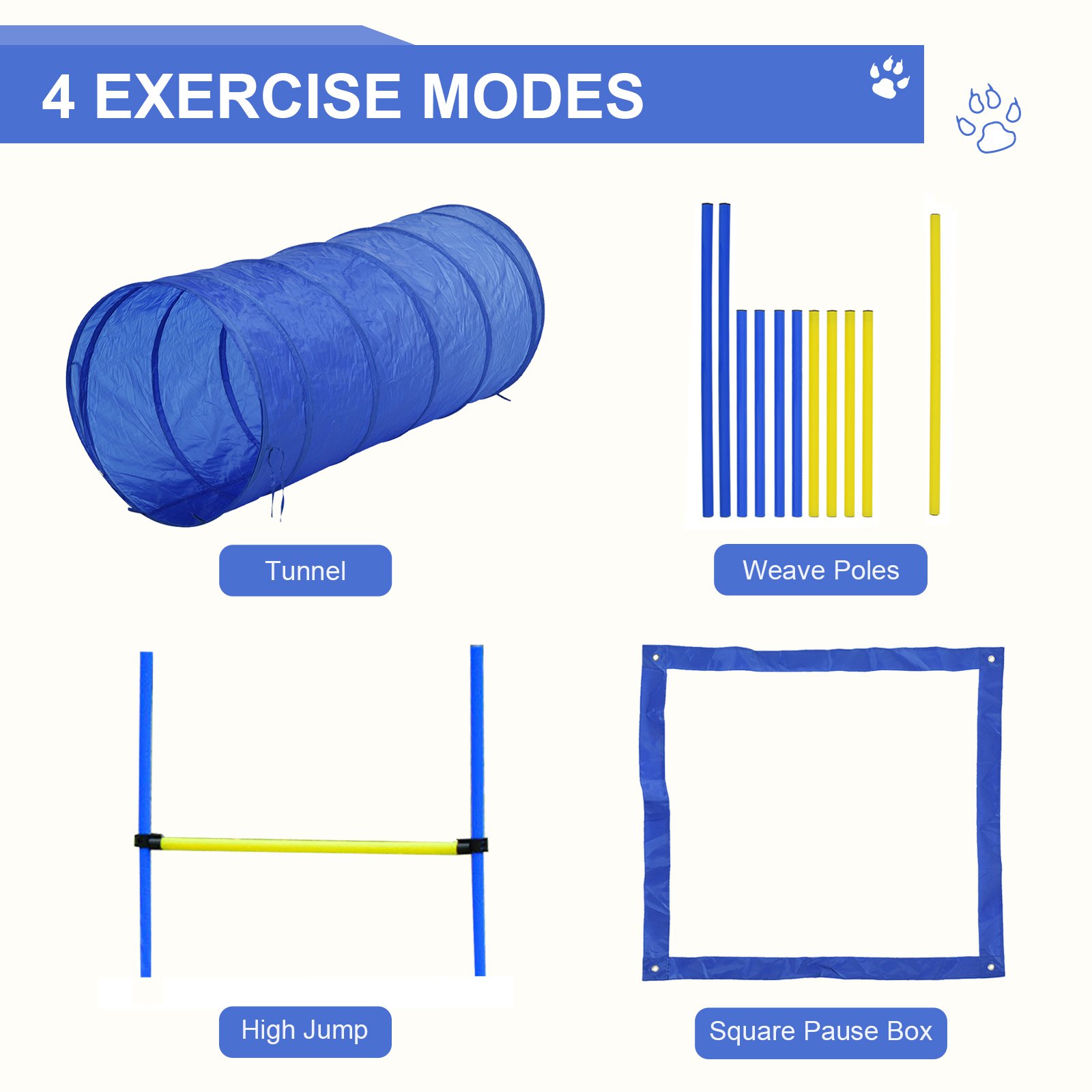  Competition Dog Agility Equipment Obstacle Course Set for Outdoor Backyard, Blue and Yellow