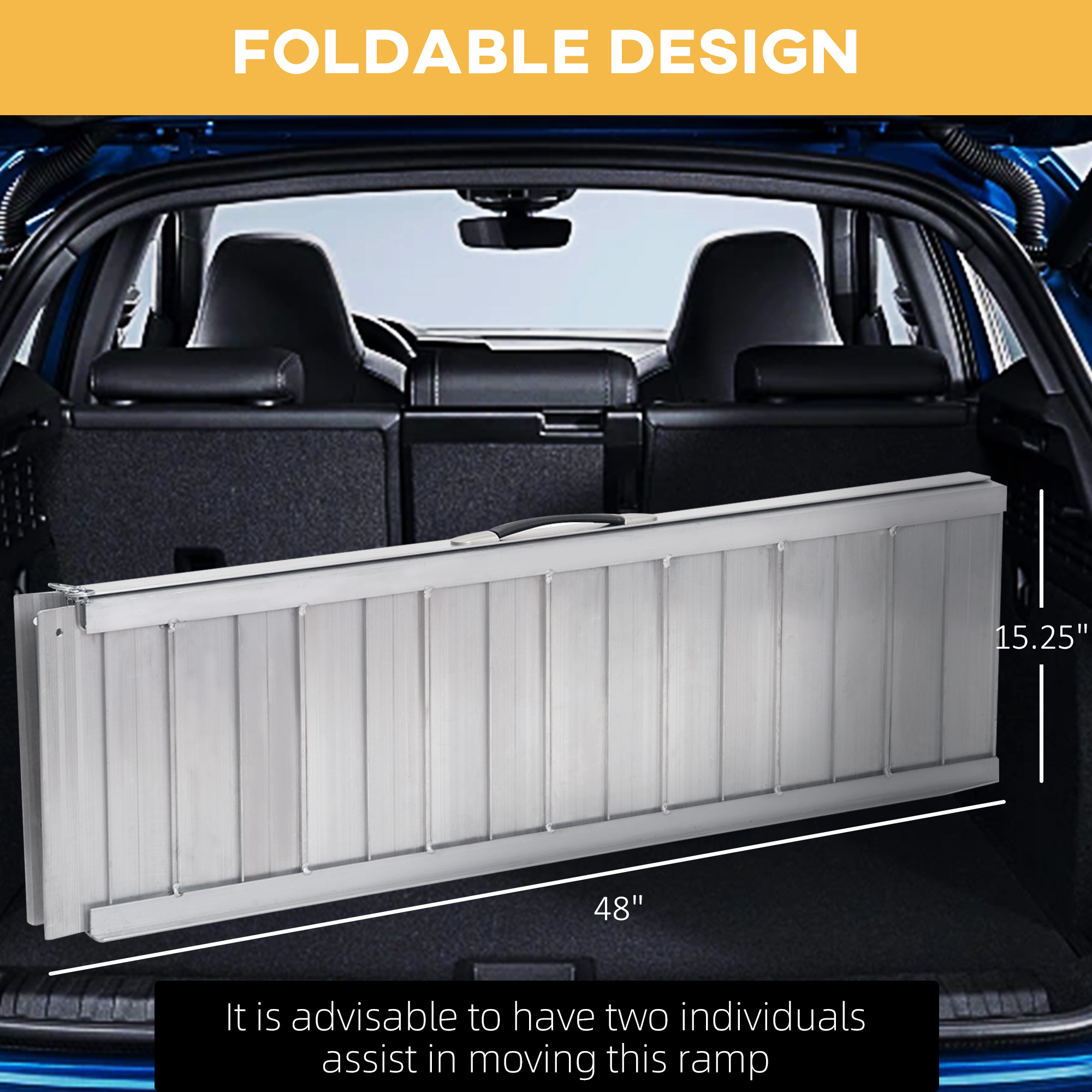  Wheelchair Ramp 4FT, FSA HSA Eligible Foldable Aluminum Threshold Ramp with Non-Slip Surface and Handle, 600lbs Weight Capacity, Suitcase Handicap Ramp for Home, Doorways, Curbs, Steps 5