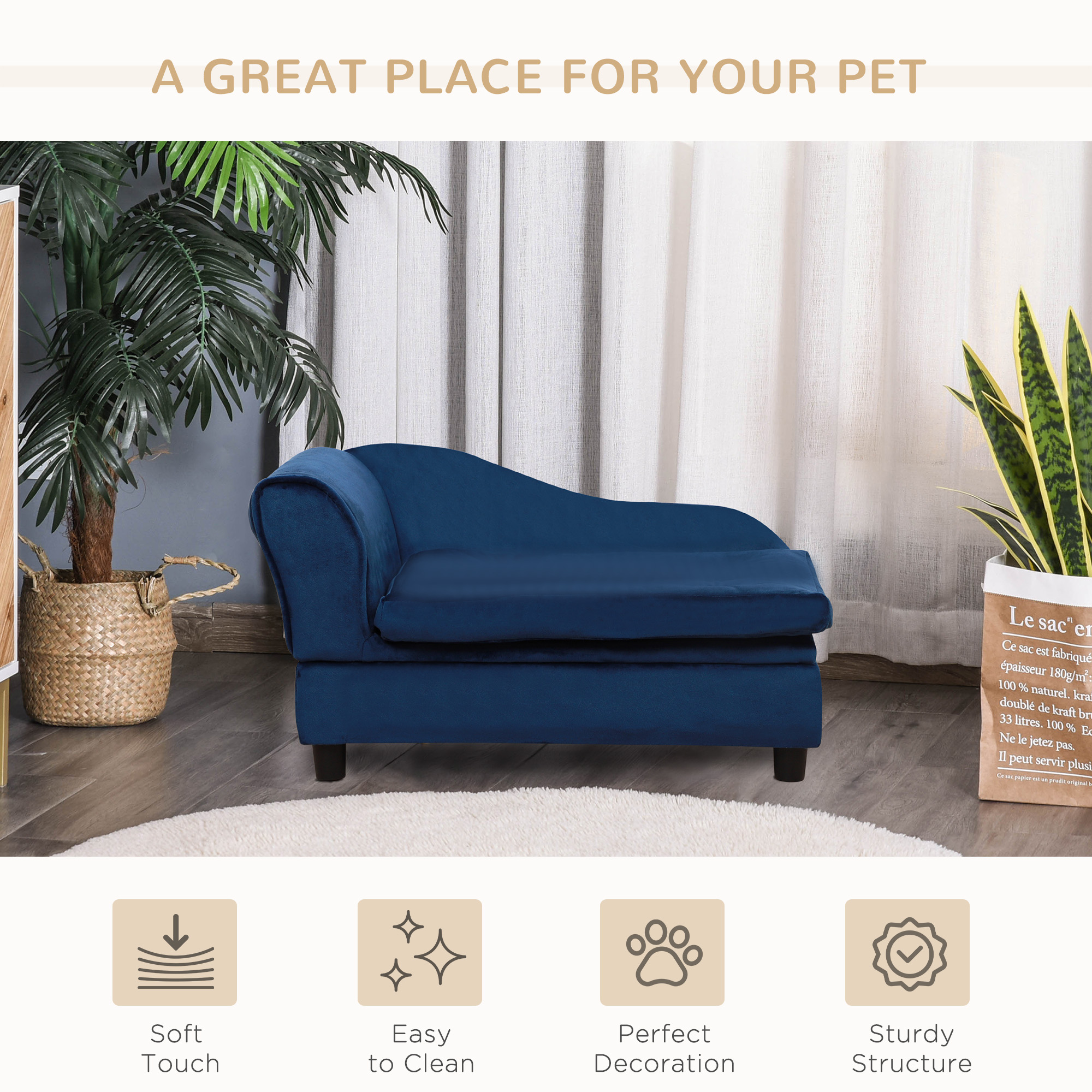  Pet Sofa Bed Couch with Storage, Pet Sofa for Cats and Small Dogs