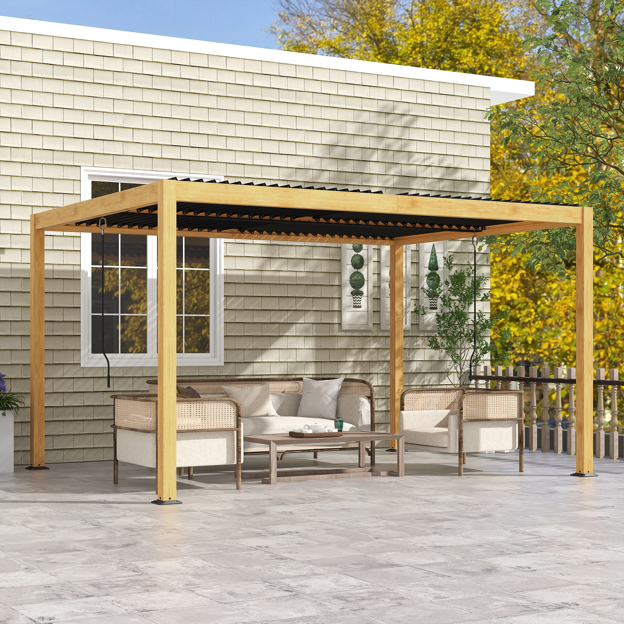 Aluminum Louvered Pergola with Adjustable Roof, 10 x 13 Hardtop Gazebo for Patio, Deck, Garden, Yard, Beach