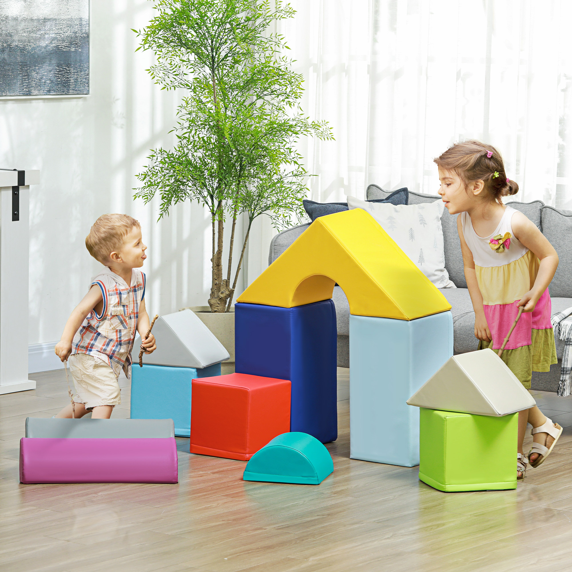 11-Piece Kids Crawl and Climb Activity Play Set for Climbing, Crawling, Sliding, Multicolored
