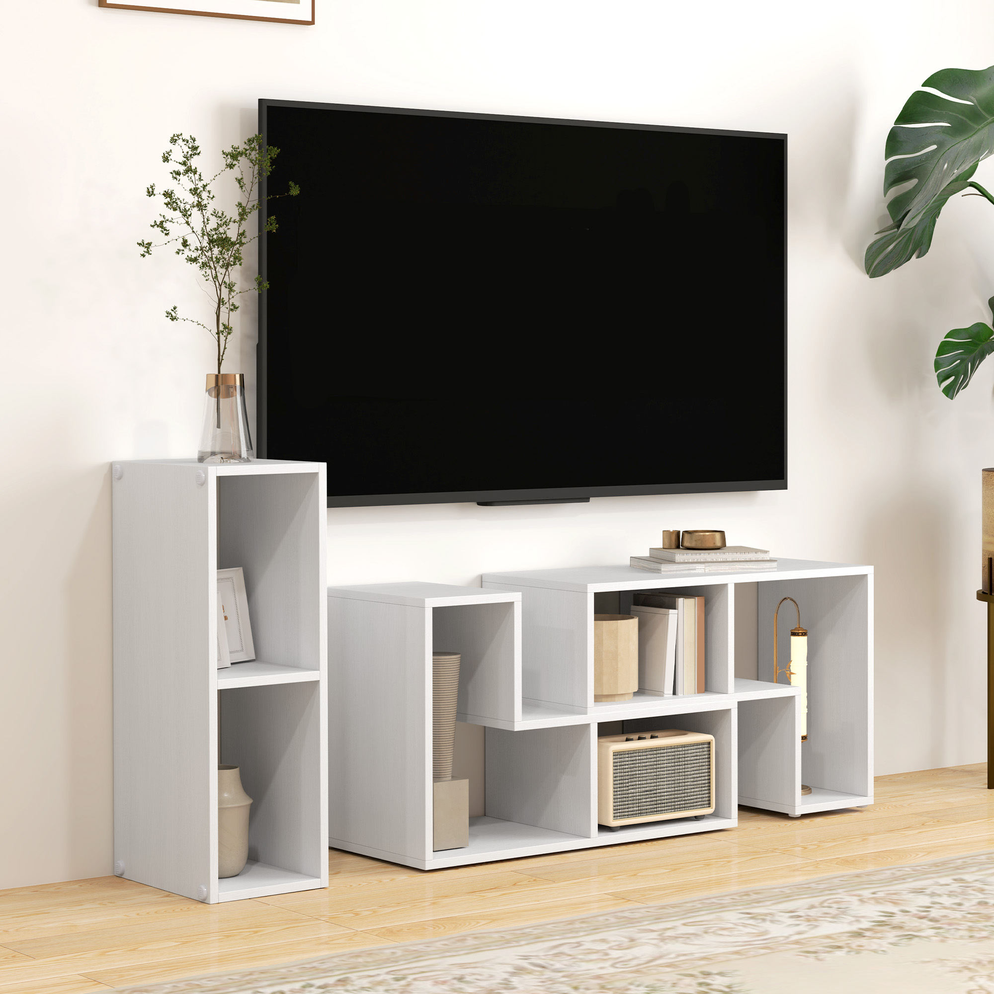 Three-Block Modular TV Stand - White Wood-Effect — image 5