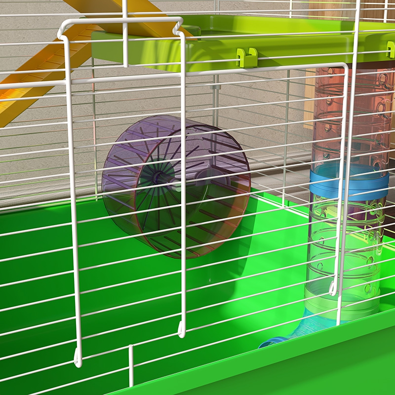  23" 5-Tier Hamster Cage with Wheel and Water Bottle, Green