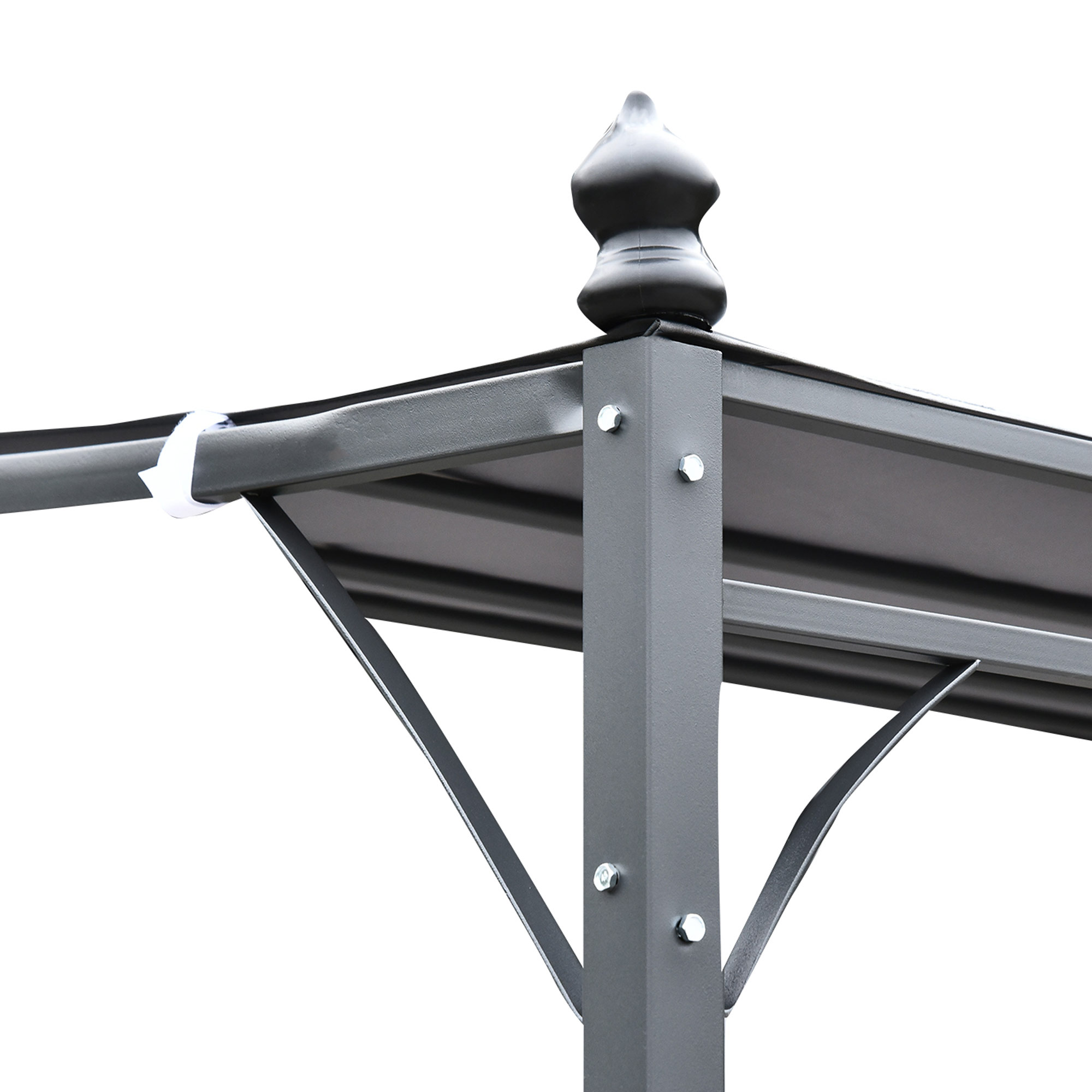 10′ x 13′ Outdoor Pergola Gazebo, Steel Patio Canopy with Weather-Resistant Fabric and Drainage Holes, Gray