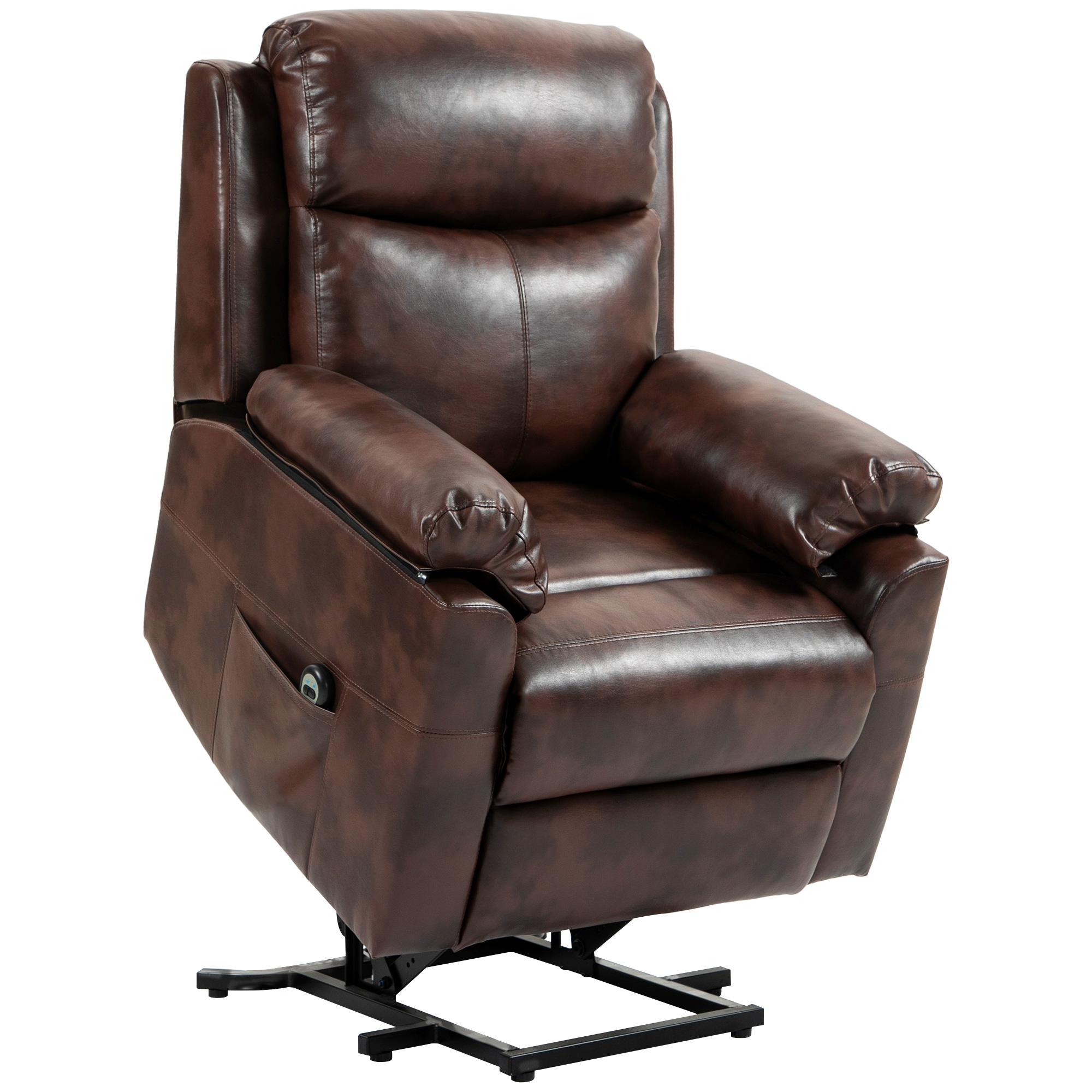 Faux Leather 70° Electric Riser Recliner Chair, Dark Brown — image 3