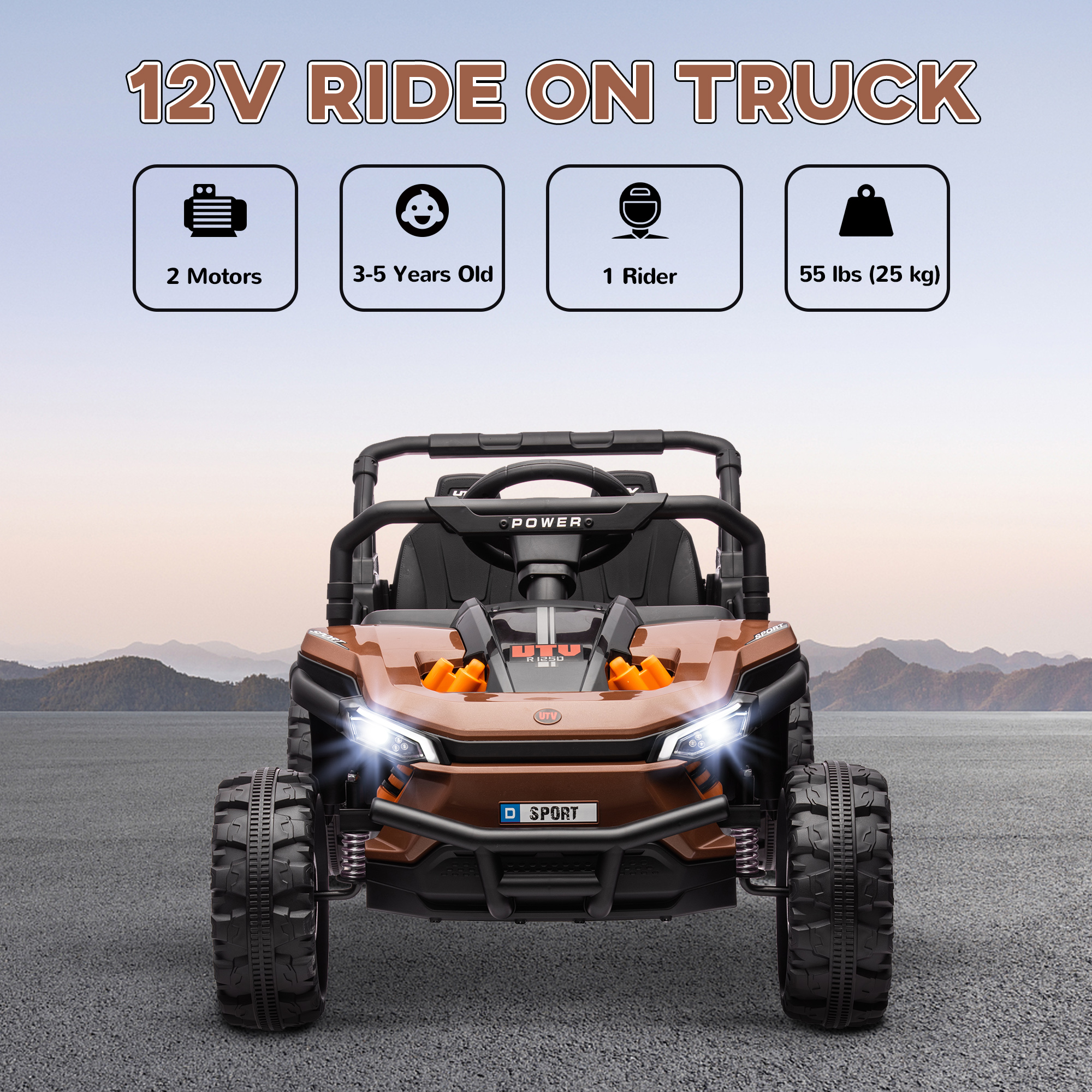 12V Battery Powered Ride On Truck W/ Remote, Four Suspension Wheels, Horn — image 3