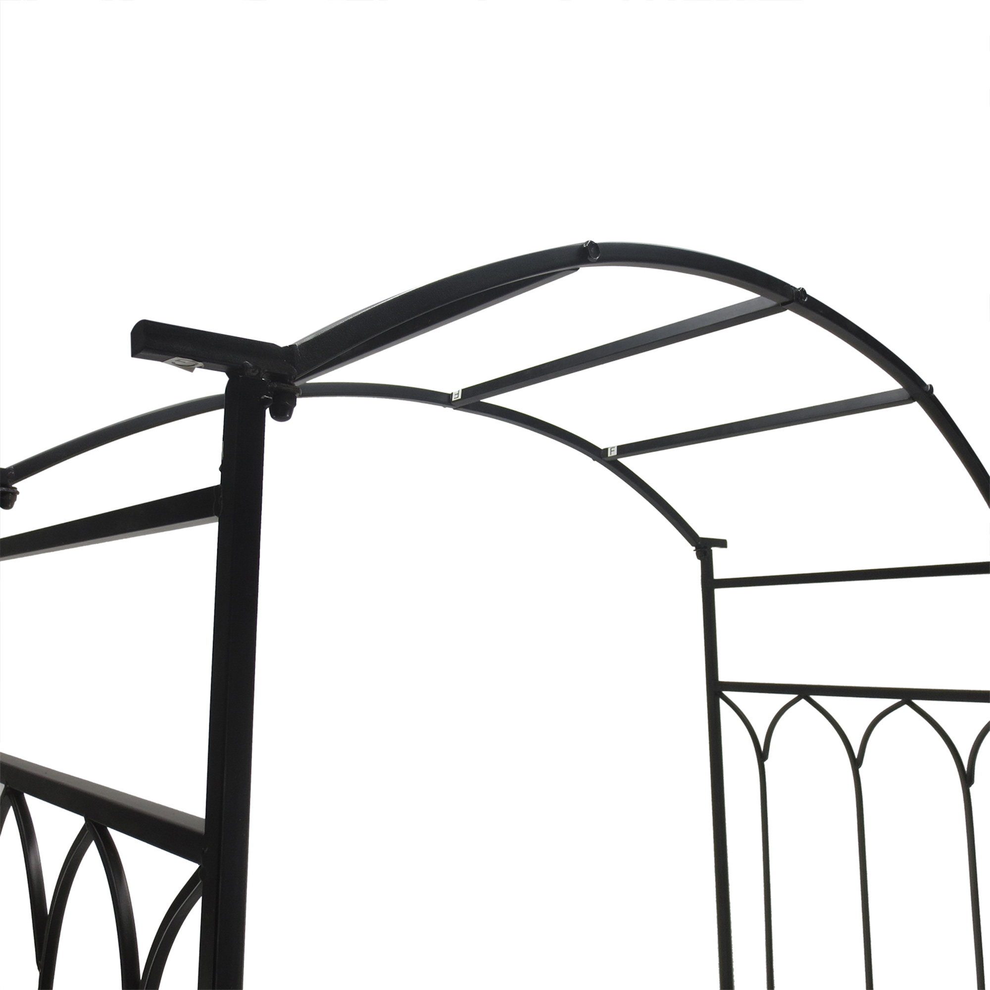 Metal Trellis Arbor Arch for Climbing Plants with Garden Bench, Grow Grapes & Vines, Patio Decor & 2-Person Outdoor Steel Decorative Seating, 484 lbs. Weight Capacity, Black