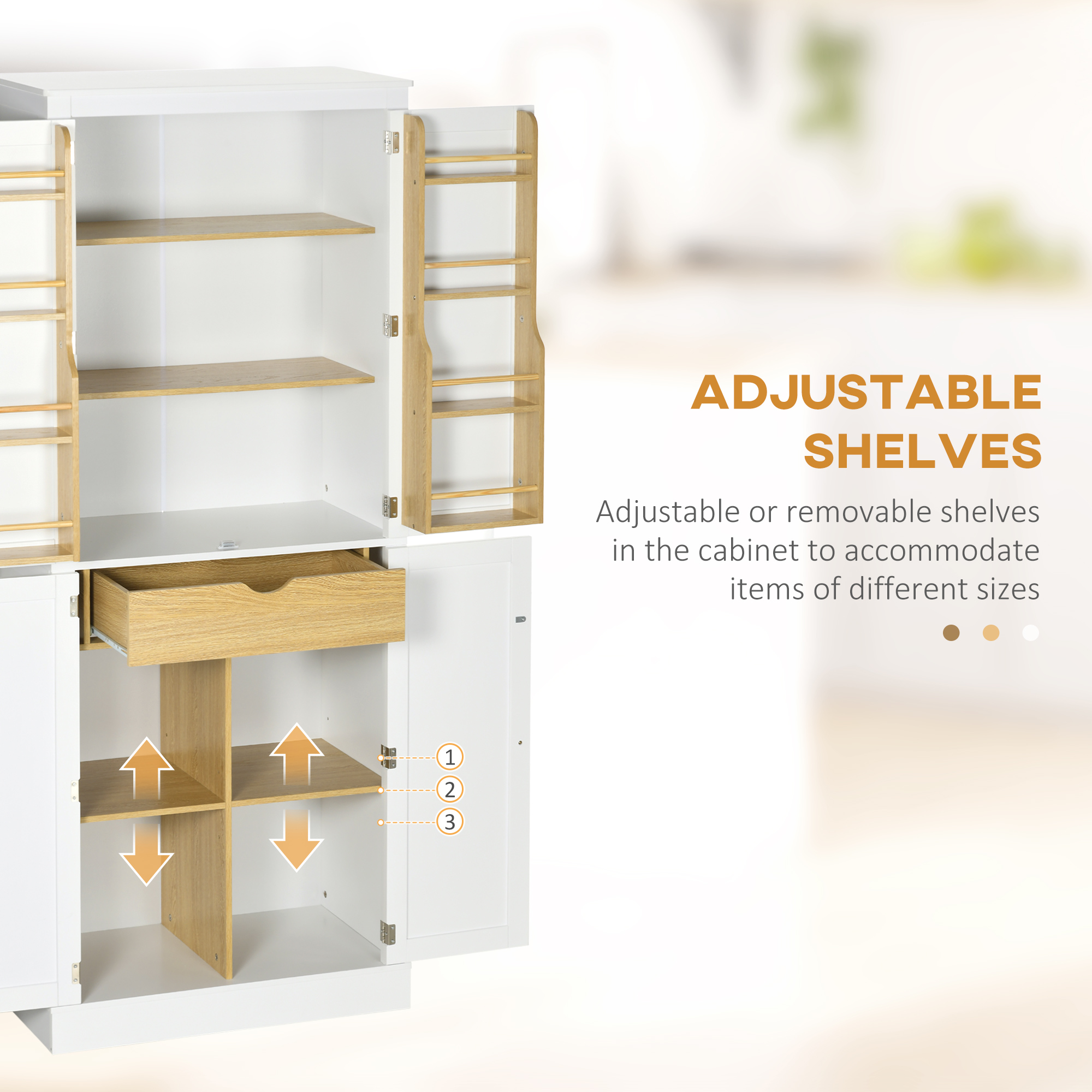 72" Kitchen Pantry Storage Cabinet