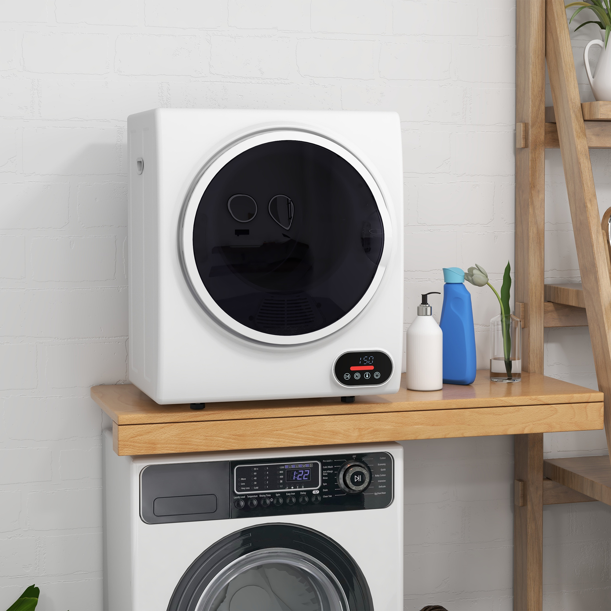  1.5 cu.ft Portable Compact Clothes Laundry Dryer with Intelligent Drying for Apartments Dorms RVs, 850W, White