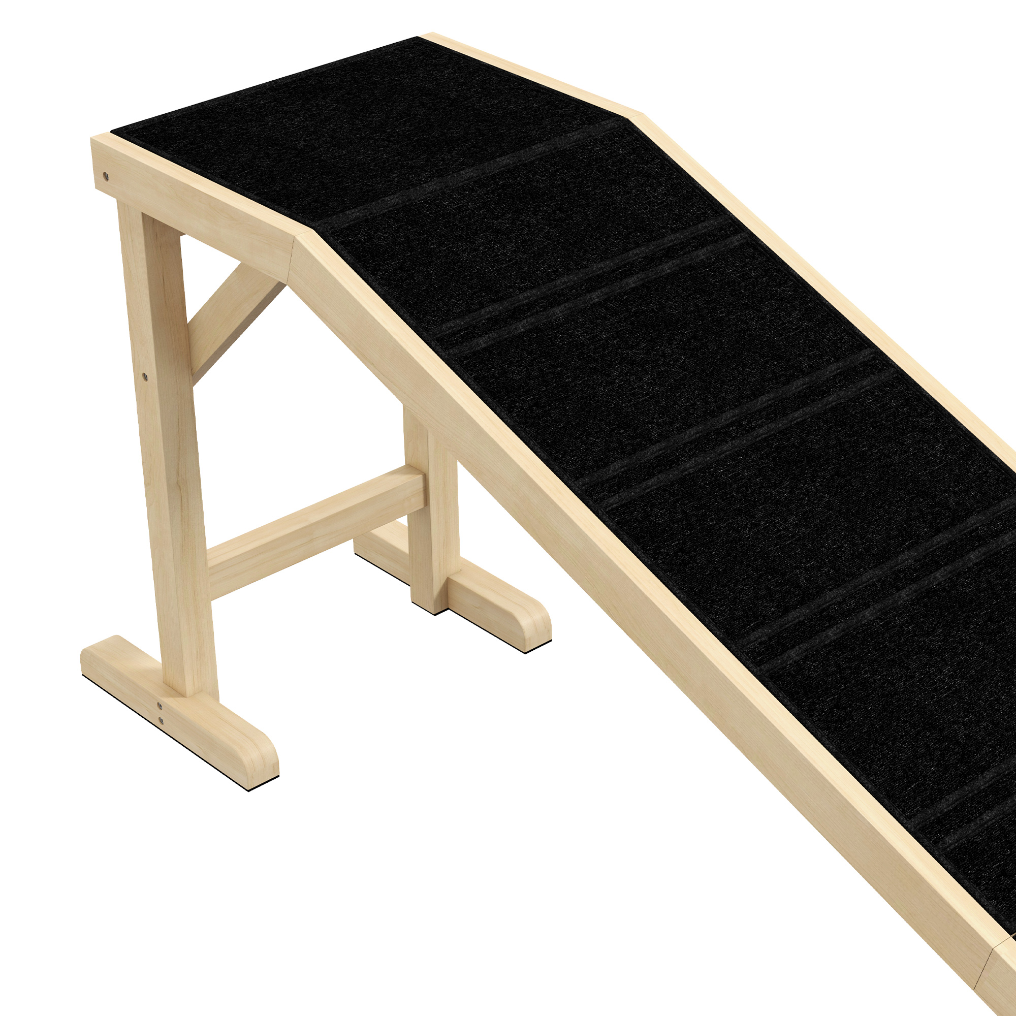  Dog Ramp for Bed, Pet Ramp for Dogs with Non-Slip Carpet and Top Platform, 74" x 16" x 25", Natural