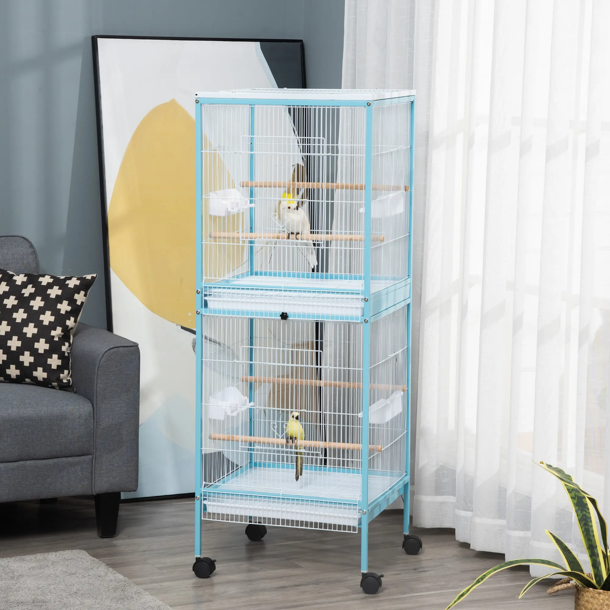 55" 2 In 1 Bird Cage Aviary