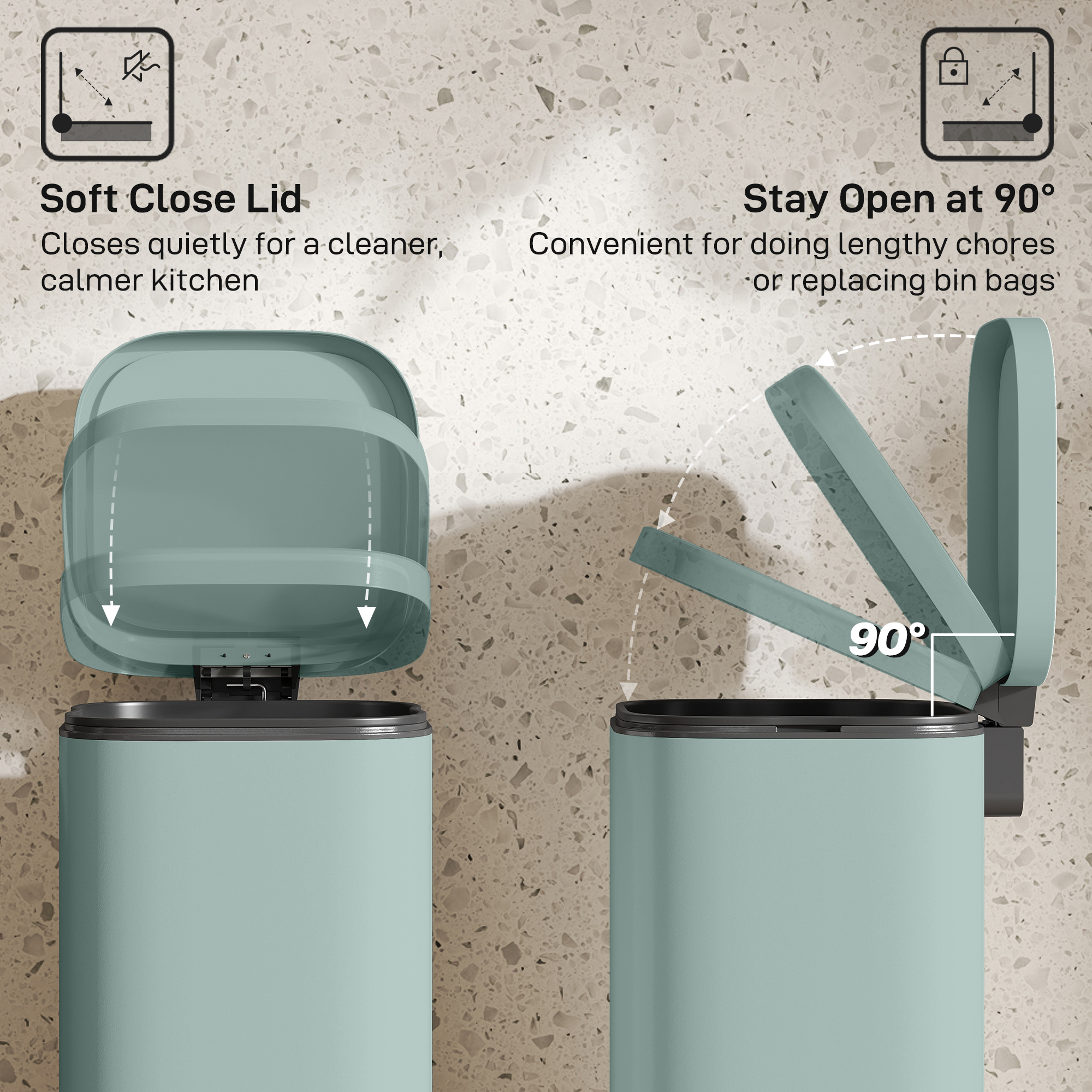 30L Kitchen Bin, Compact Pedal With Soft-Close And Stay-Open Lid, Removable — image 2