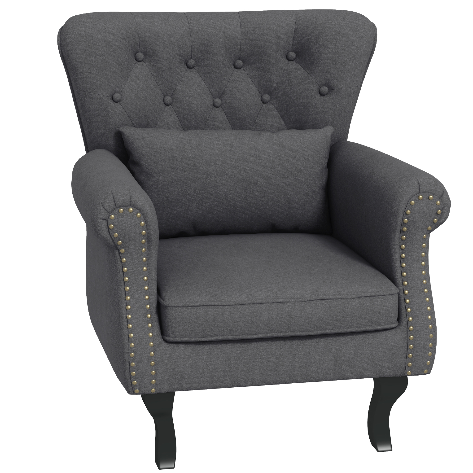 Chesterfield-Style Accent Chair - Grey — image 3