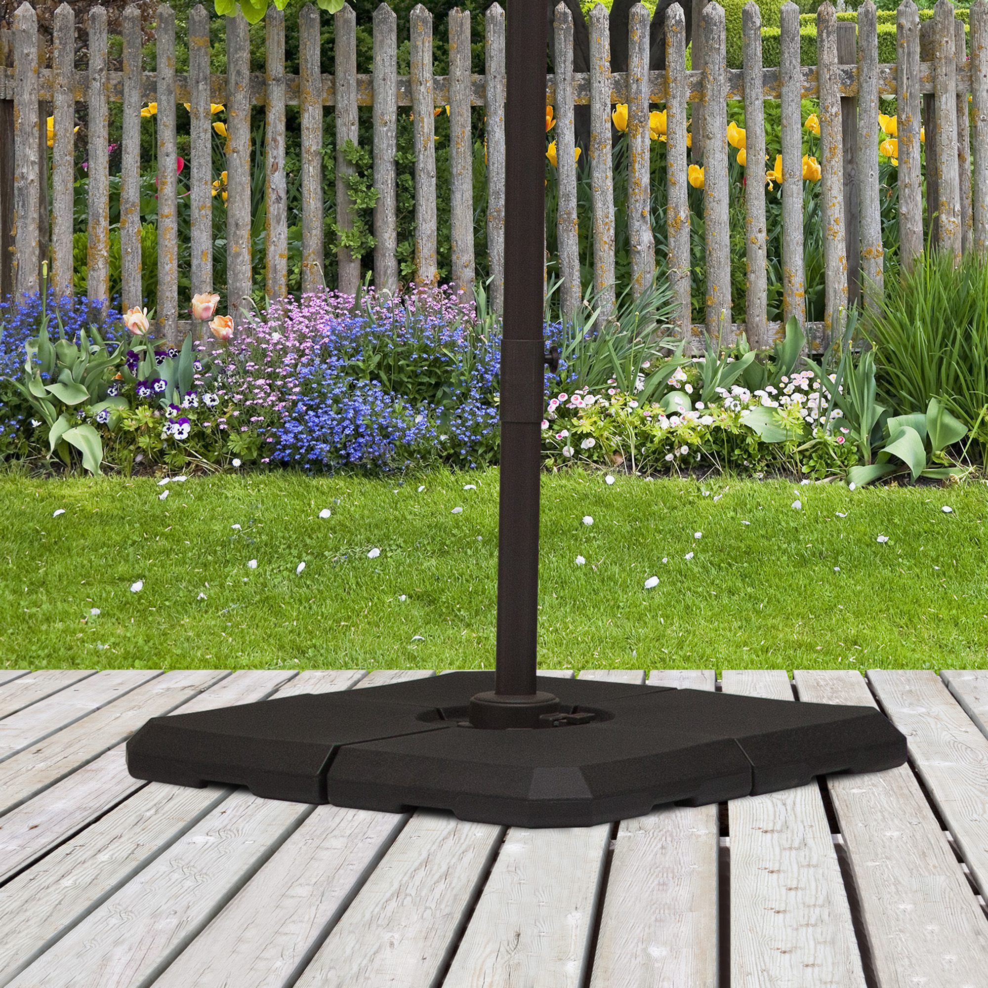 4-Piece Heavy Duty Cantilever Offset Umbrella Stand Base Weight, 264 lb. Capacity, Easy to Fill with Water or Sand