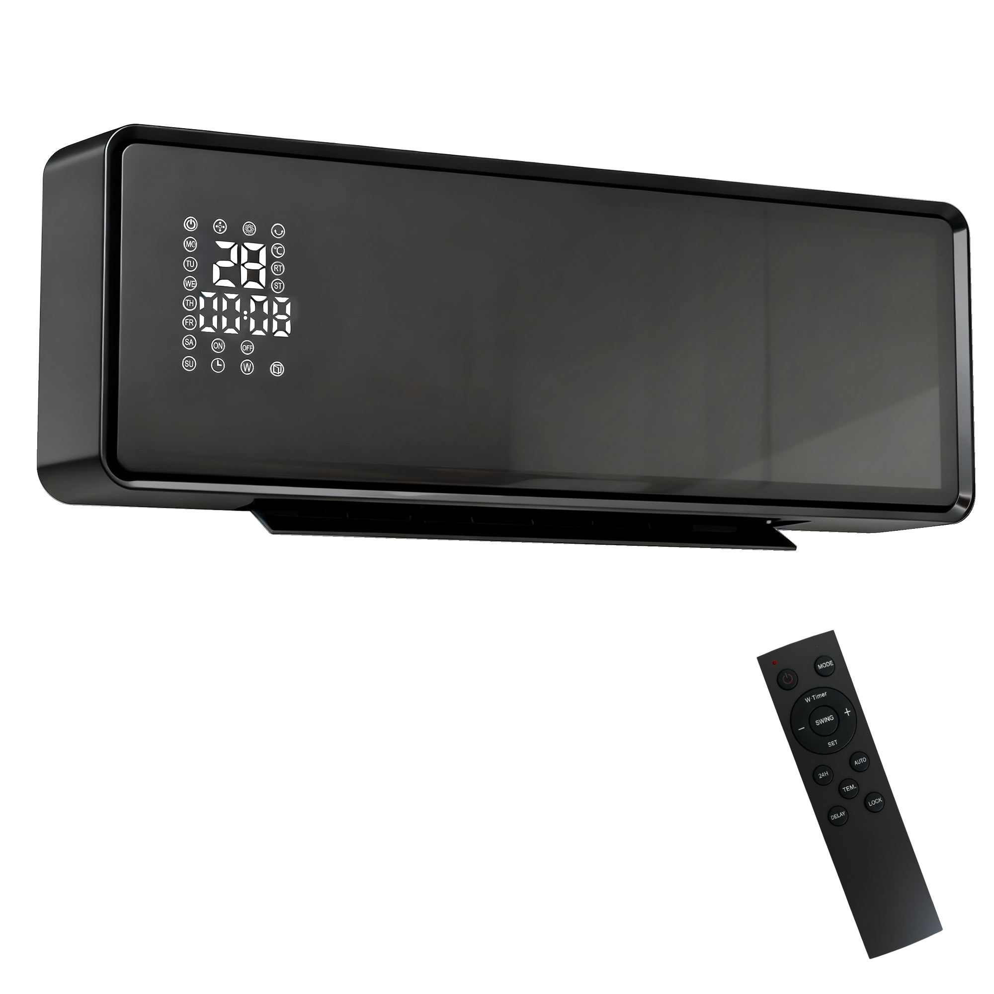 2000W Ceramic Electric Heater With Fan, Adjustable Thermostat, Wall Mounted — image 3
