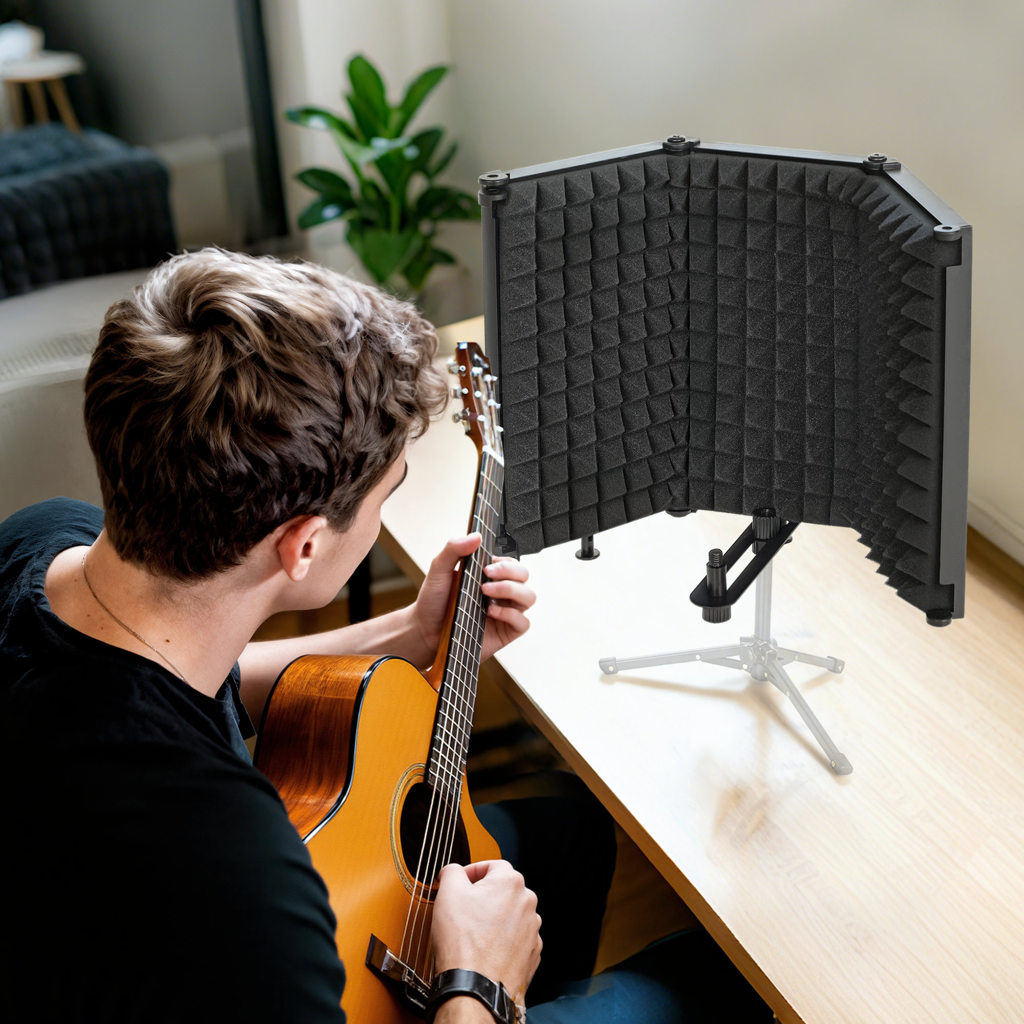 Studio Microphone Isolation Shield, Foldable Adjustable Recording Equipment — image 3