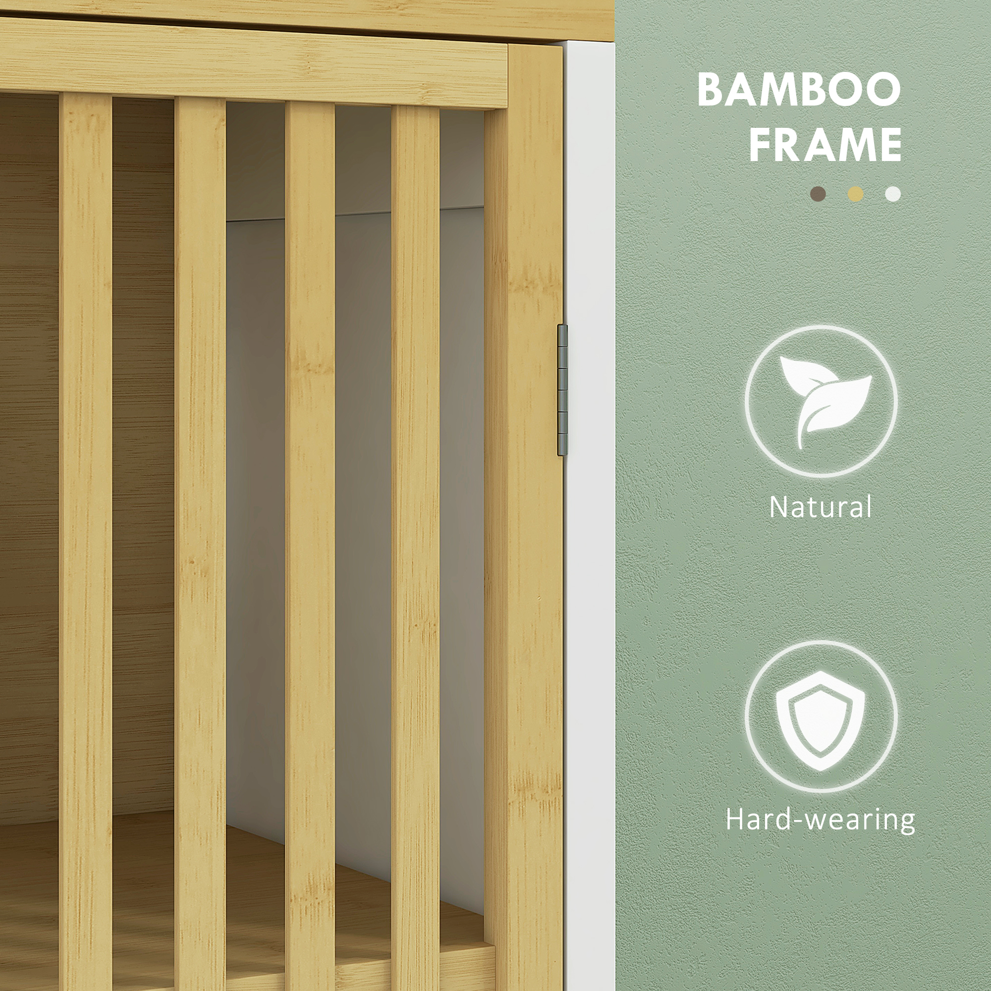 Bamboo-Blend Retro Cut-Out Bathroom Storage Unit, With Cupboard — image 5