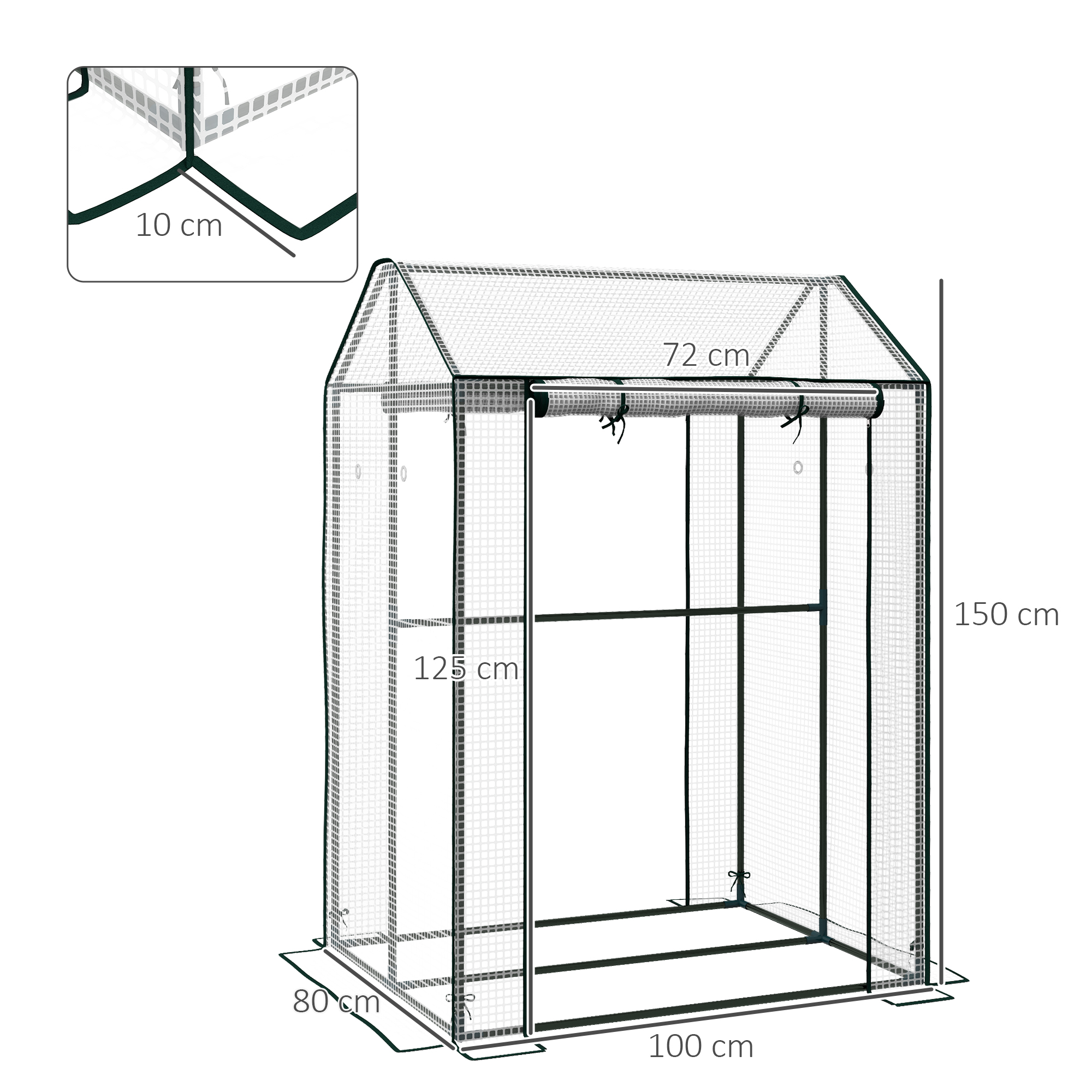 Green House, Mini Greenhouse With 2 Roll-up Doors, Vent Holes And Reinforced — image 3