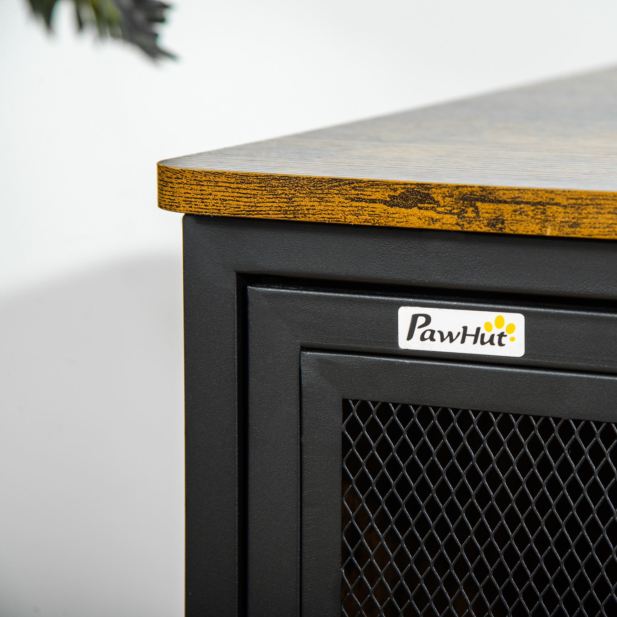  Wooden Cat Crate, Furniture Style Dog Cage, Puppy Kennel Indoor, End Table Pet House with Cushion and Sliding Doors, Rustic Brown