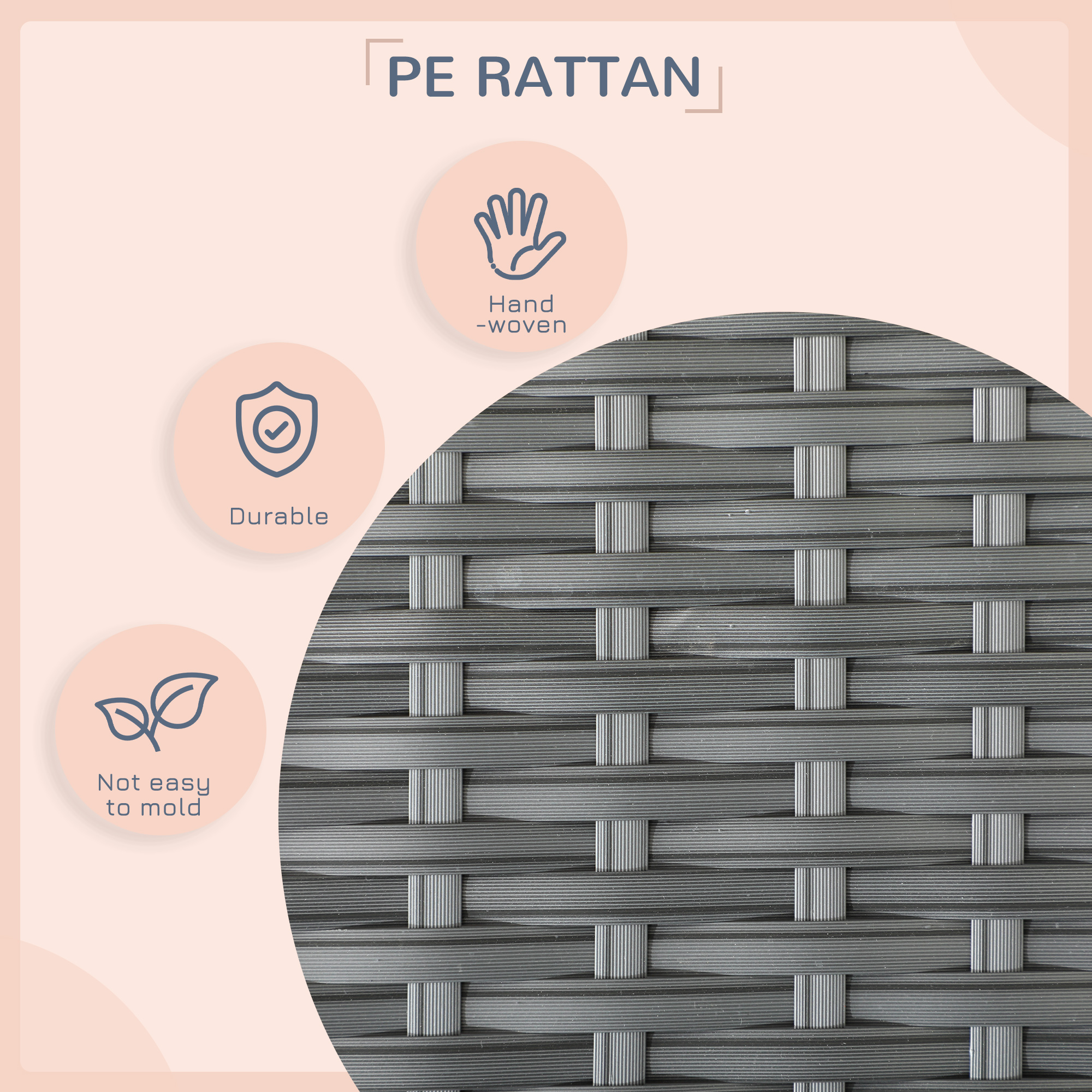 Wicker Dog House Outdoor with Canopy, Rattan Dog Bed with Water-resistant Cushion, Raised Pet Bed for Small, Medium Breeds up to 66 lbs, 20" in Length, Silver Wicker, Gray Cushion