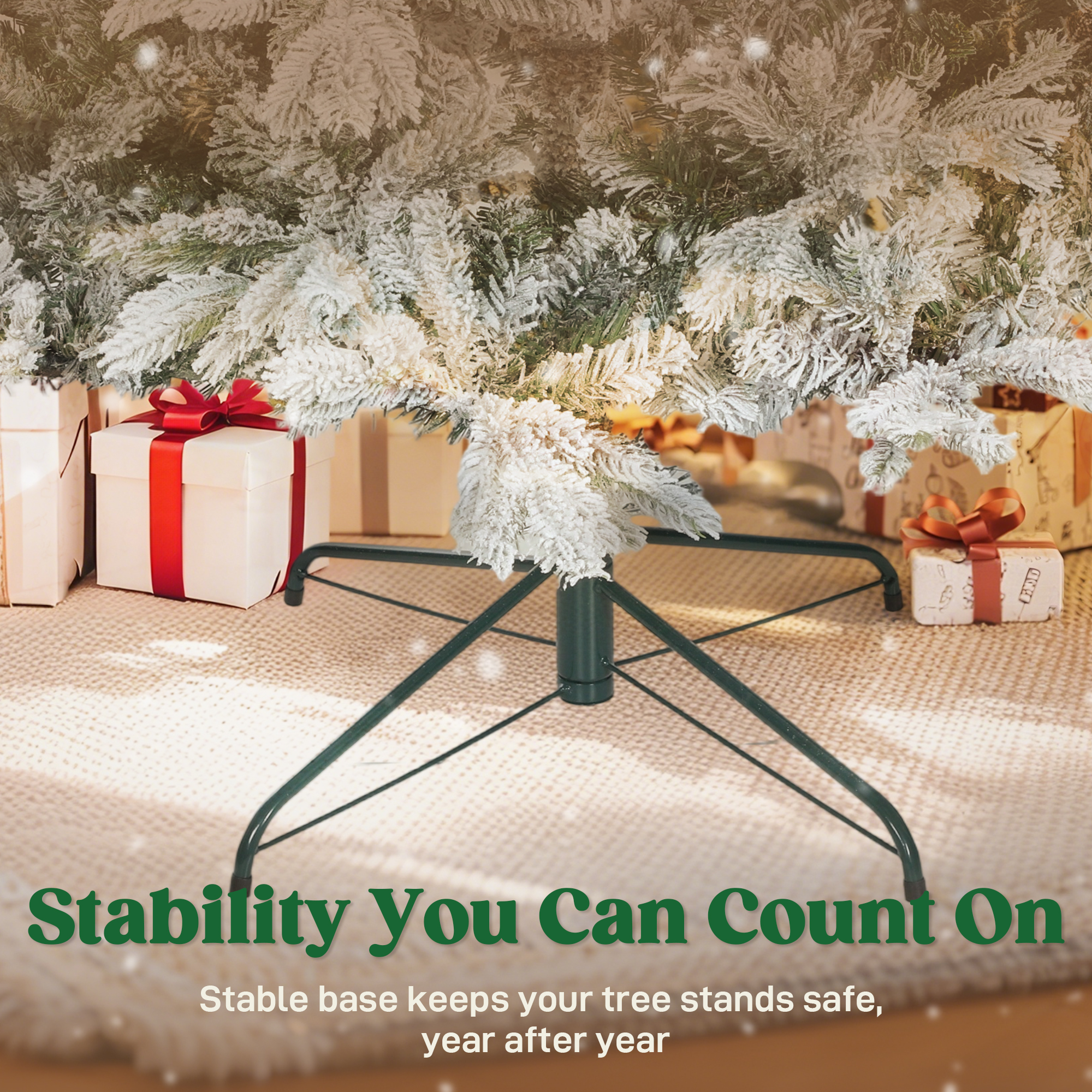  7.5 ft Artificial Frosted Christmas Tree with Realistic Branches, Wide Full Spruce, Hinged Xmas Tree, Easy Assembly