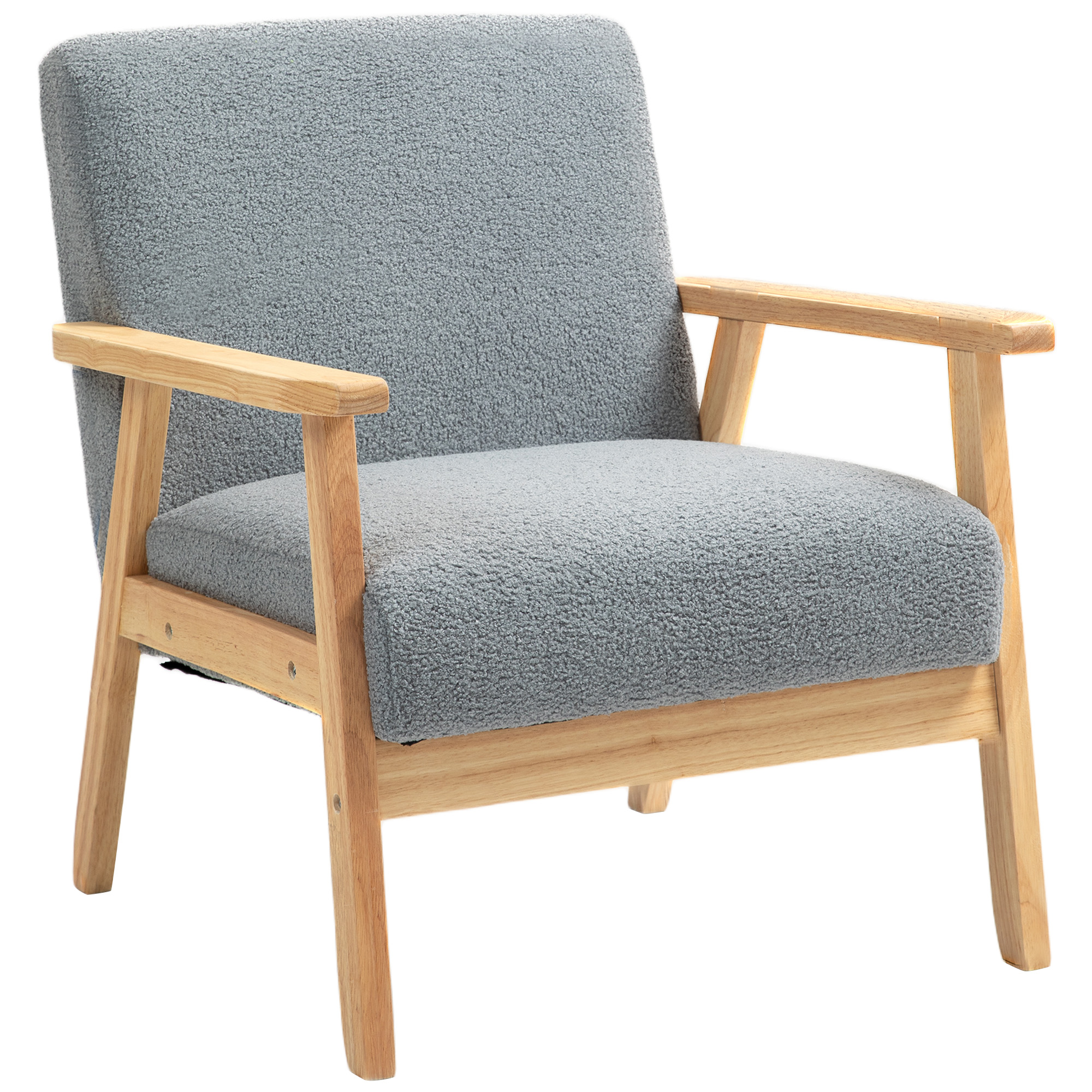 Modern Armchair, Cashmere Upholstered Sofa With Solid Wood Legs And Wide Seat — image 3