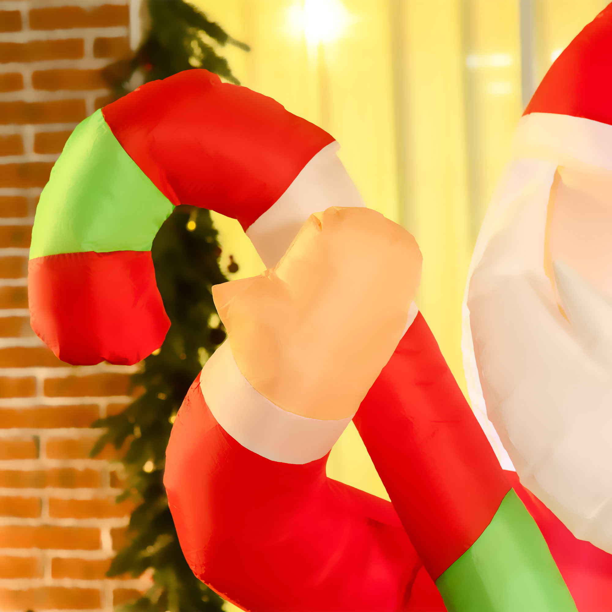 6ft Christmas Inflatables Outdoor Decorationss Decorations Santa Claus with Candy Cane, Blow-Up LED Yard Christmas Decor
