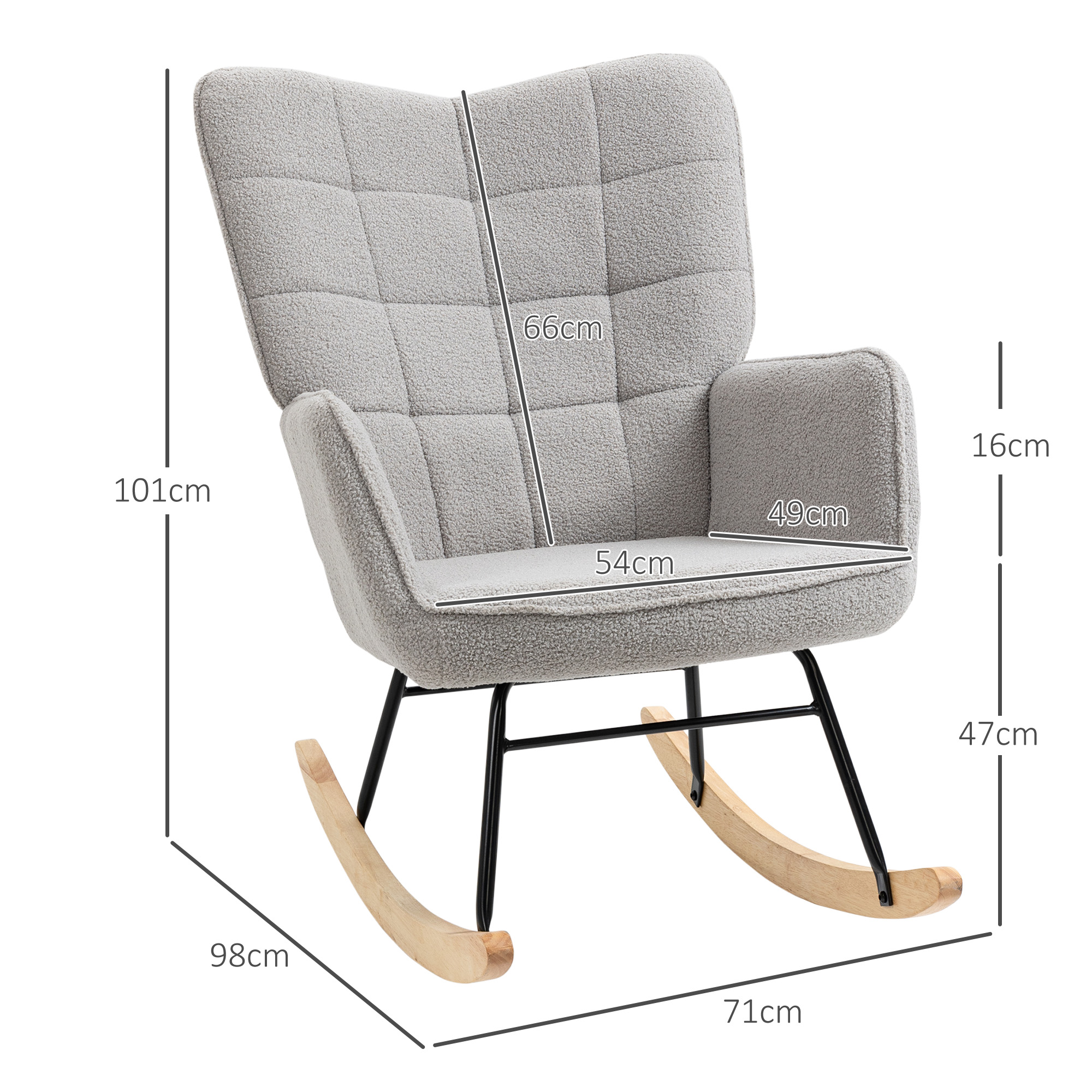 Berber Fleece Nursery Glider Rocker For Nursing, Wingback Rocking Chair Living — image 3